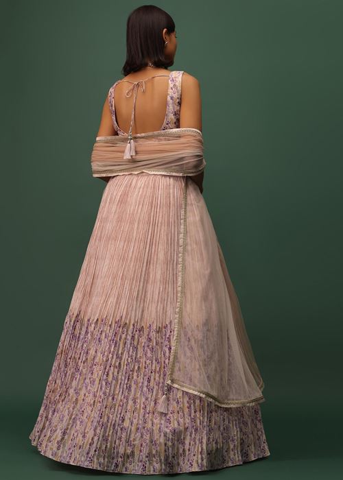 Precious Peach Floral Printed Georgette Lehenga Choli With Dupatta