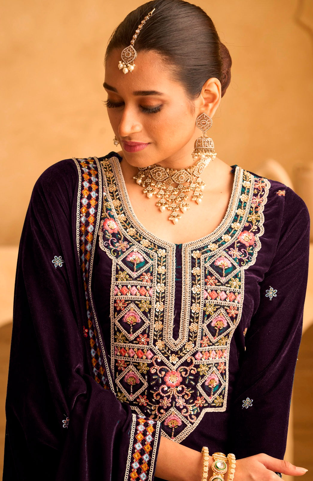 Purple Anarkali Suit With Heavy Embroidery Work