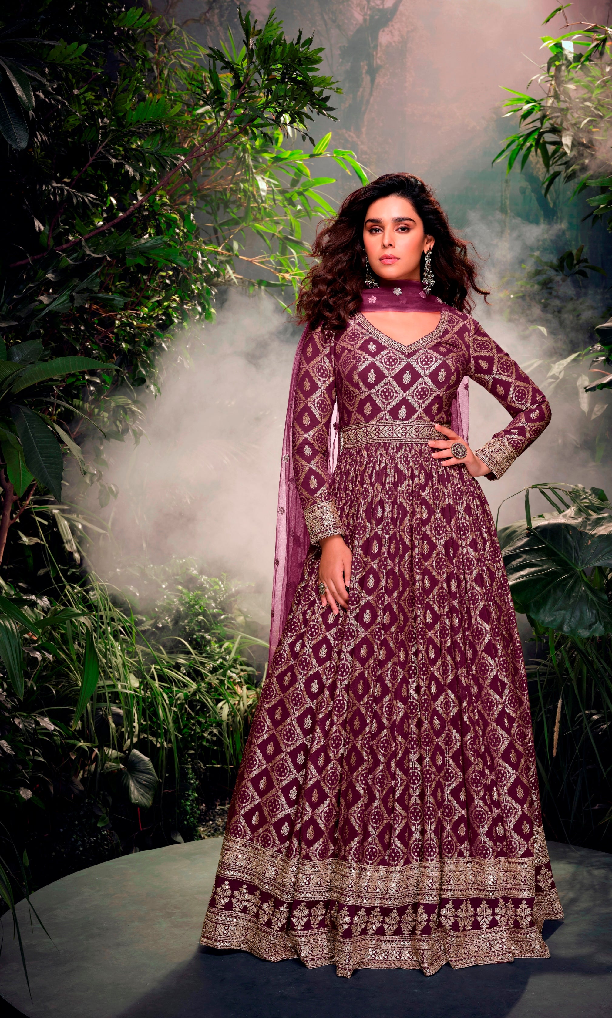 Purple Anarkali Suit With Heavy Embroidery Work