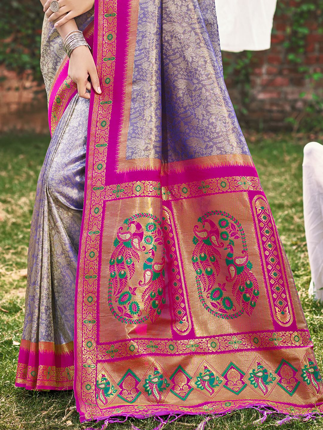 Purple Banarasi Silk Woven Work Saree