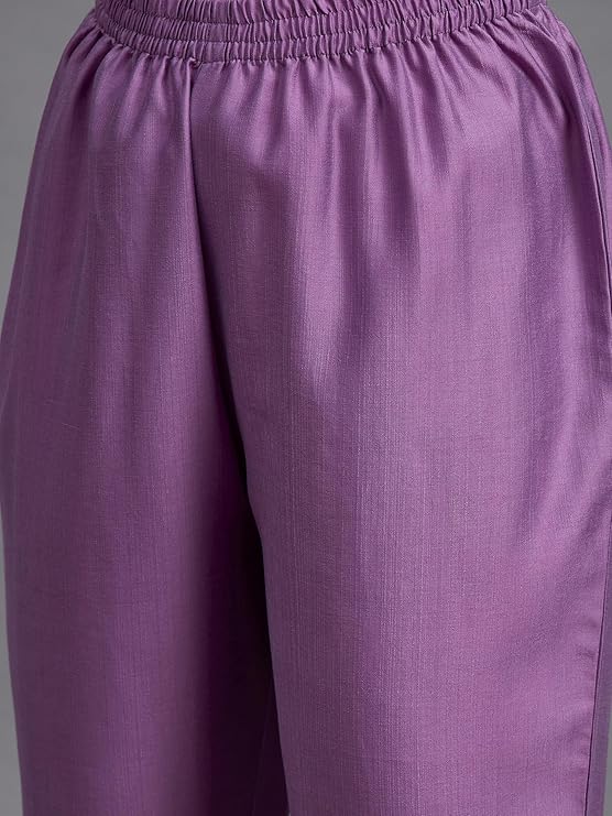 Purple Chinon Viscose Kurta Pant Set With Embroidery Work