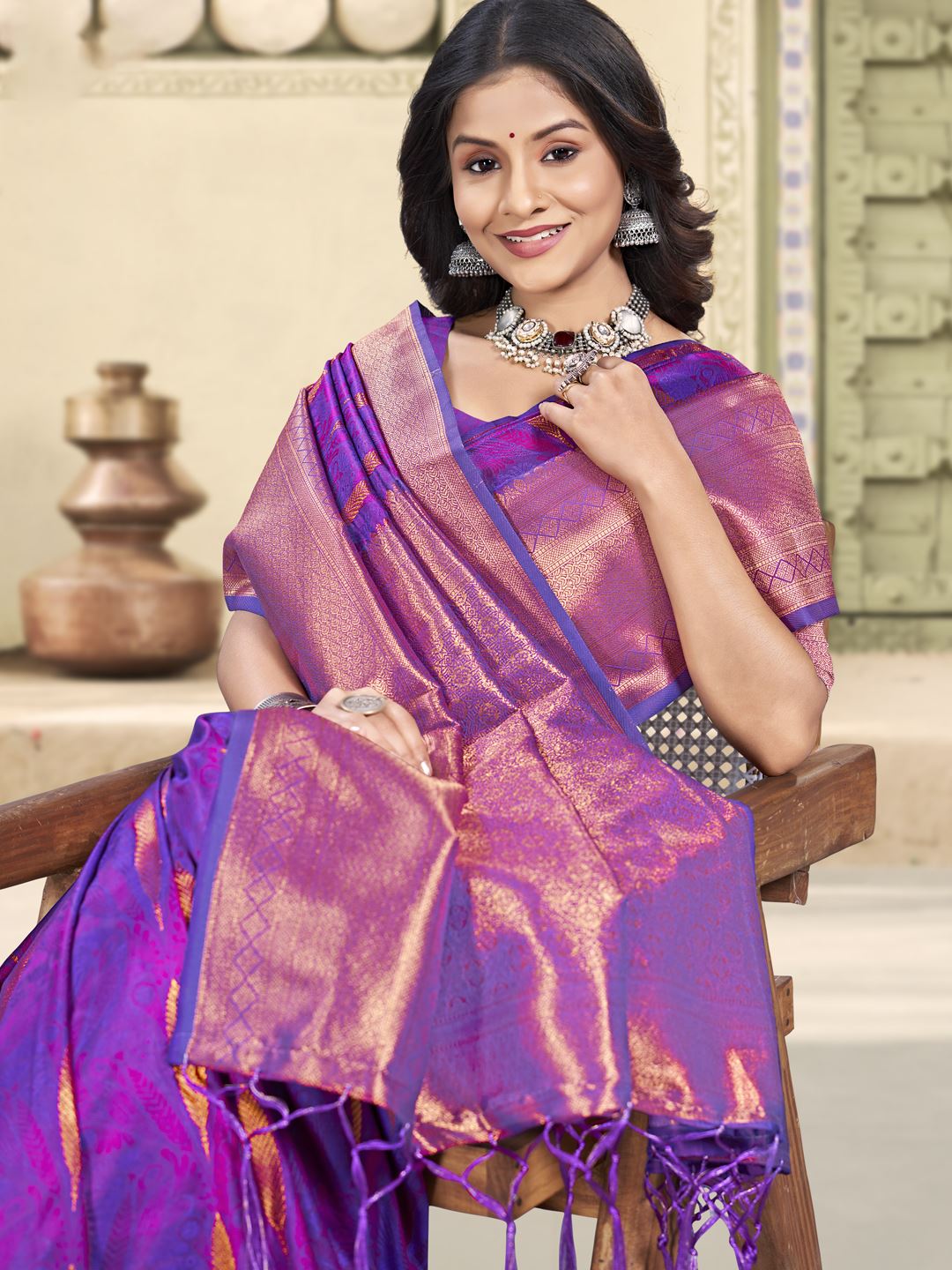 Purple Color Festival Wear Silk Saree