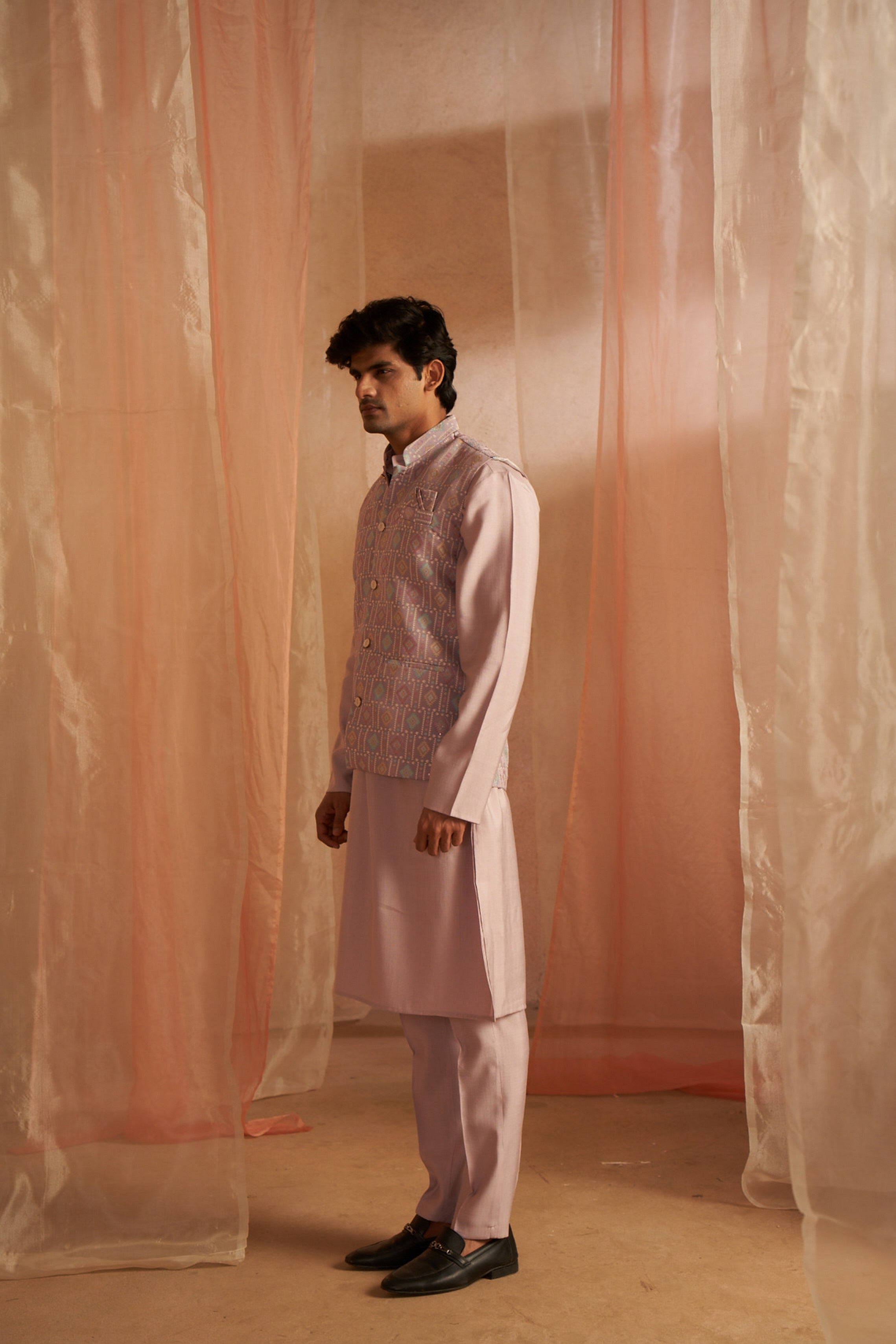 Purple Color Printed Ethnic Jacket – Eye-Catching Festive Style