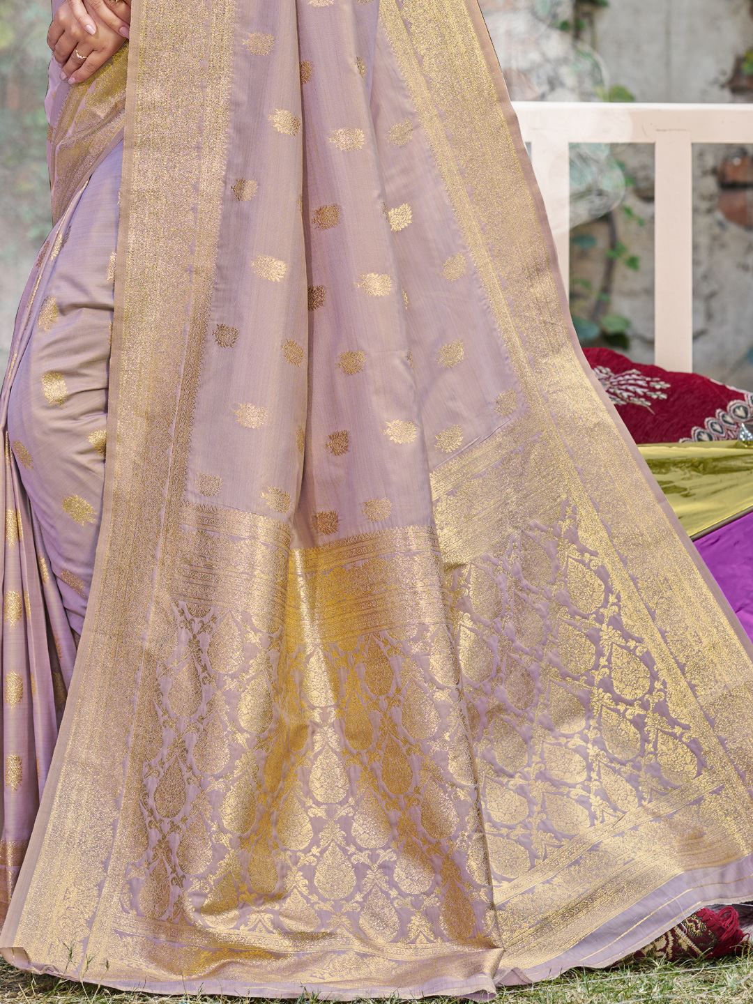 Purple Colour Woven Silk Saree