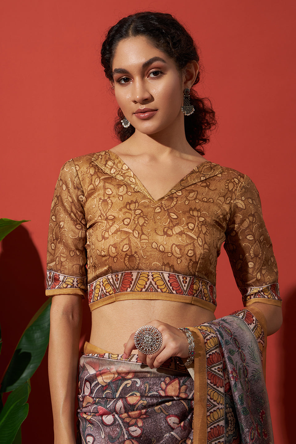 Purple Cotton Silk Designer Digital Printed Ethnic Ceremonial Saree