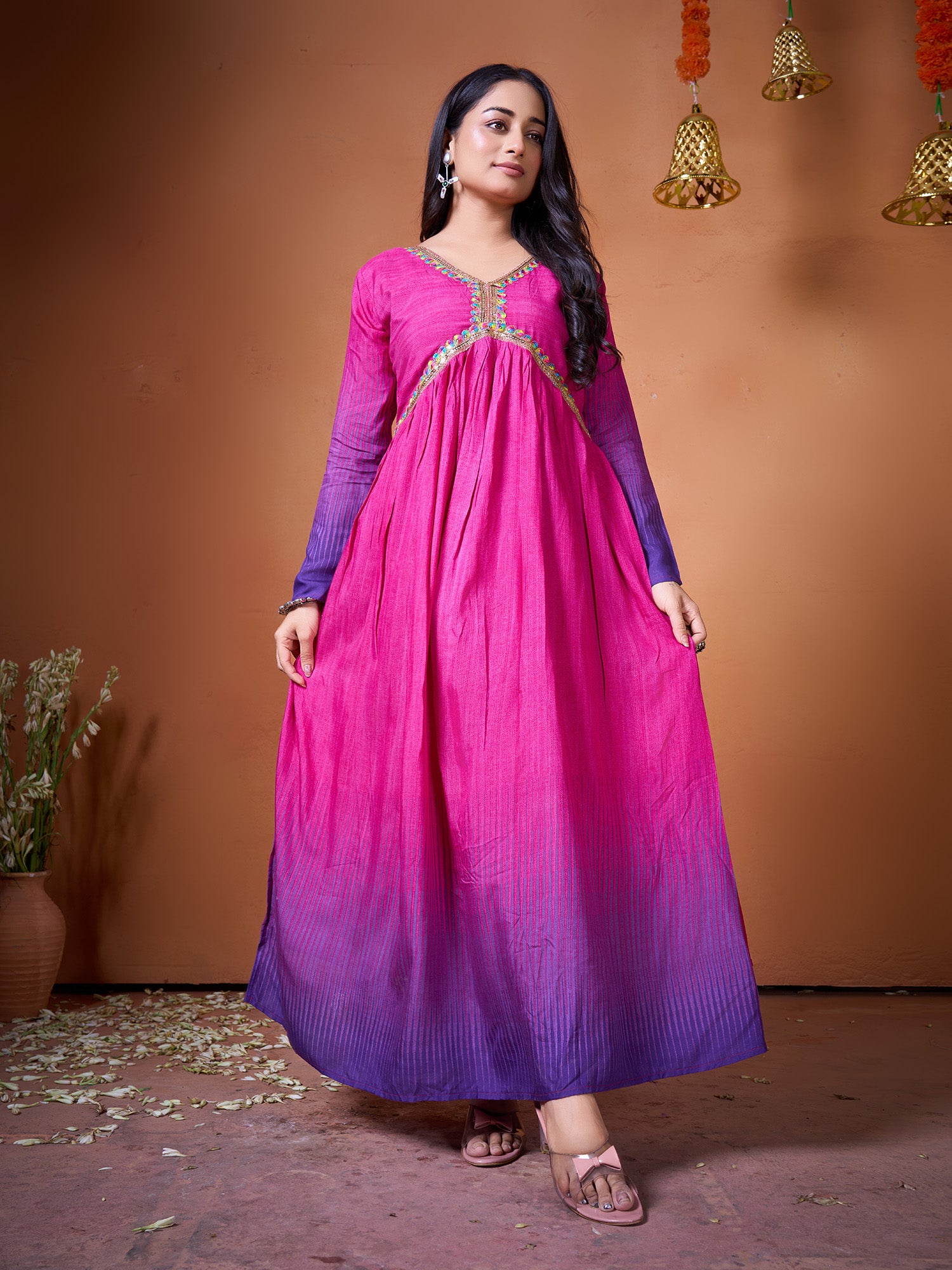 Purple Cotton Silk Designer Suit Set With Elegant Printed Detailing