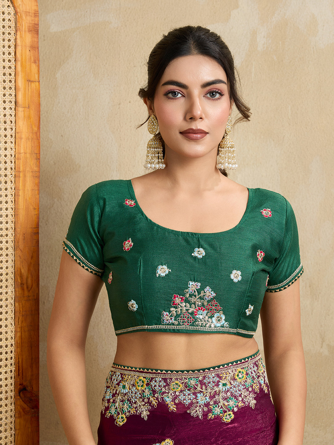 Purple Designer Embroidery Work Frendy Chiffon Wedding Ceremony Special Saree