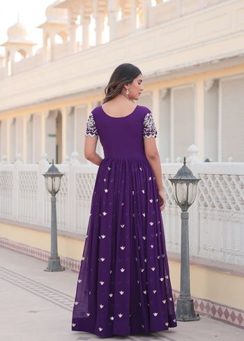 Purple Faux Blooming Suit With Sequins Embroidered work