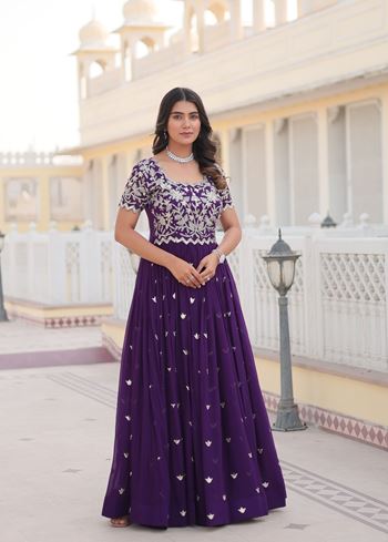 Purple Faux Blooming Suit With Sequins Embroidered work