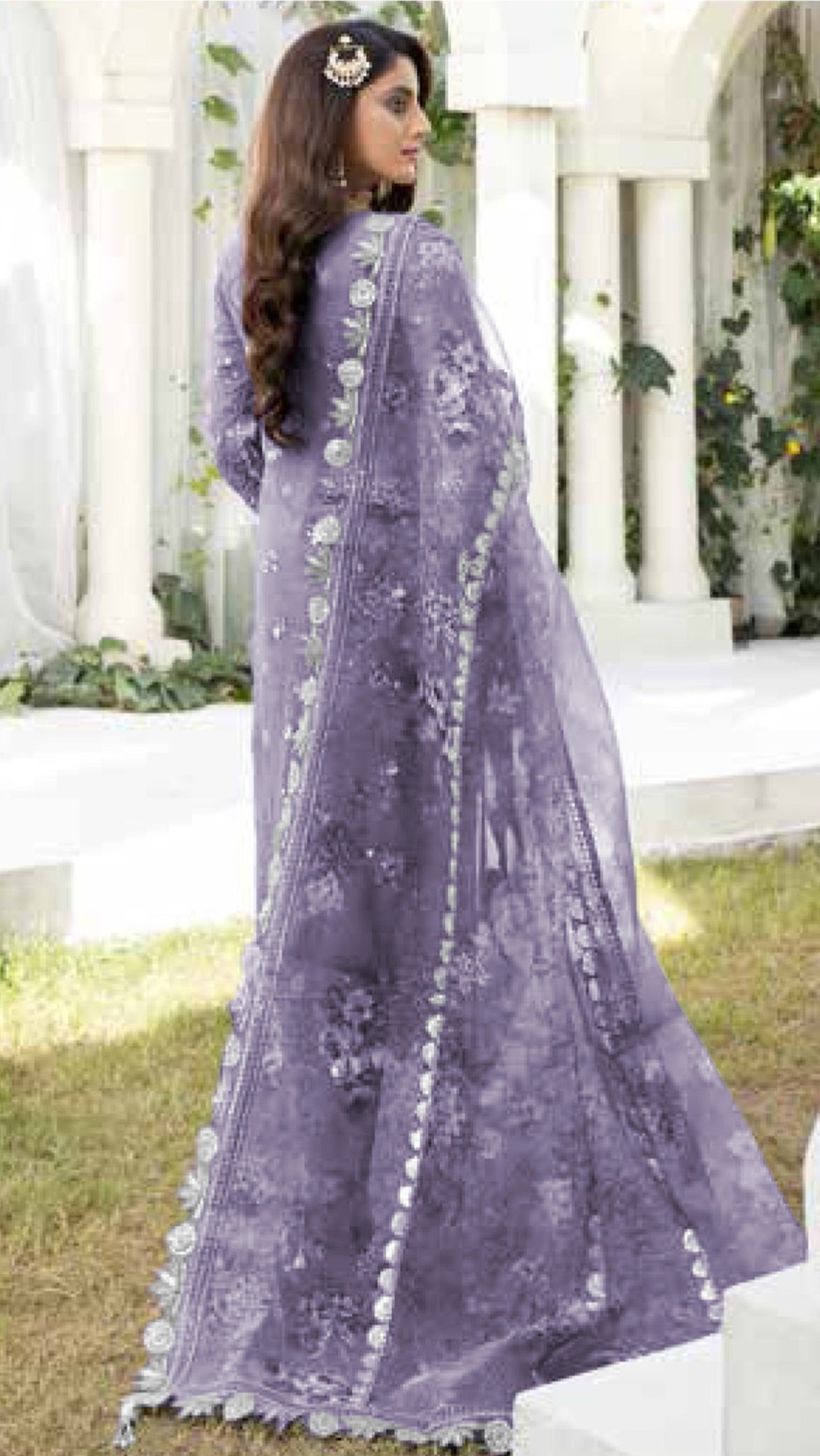 Purple Heavy Designer Suit With Heavy Embroidery Work