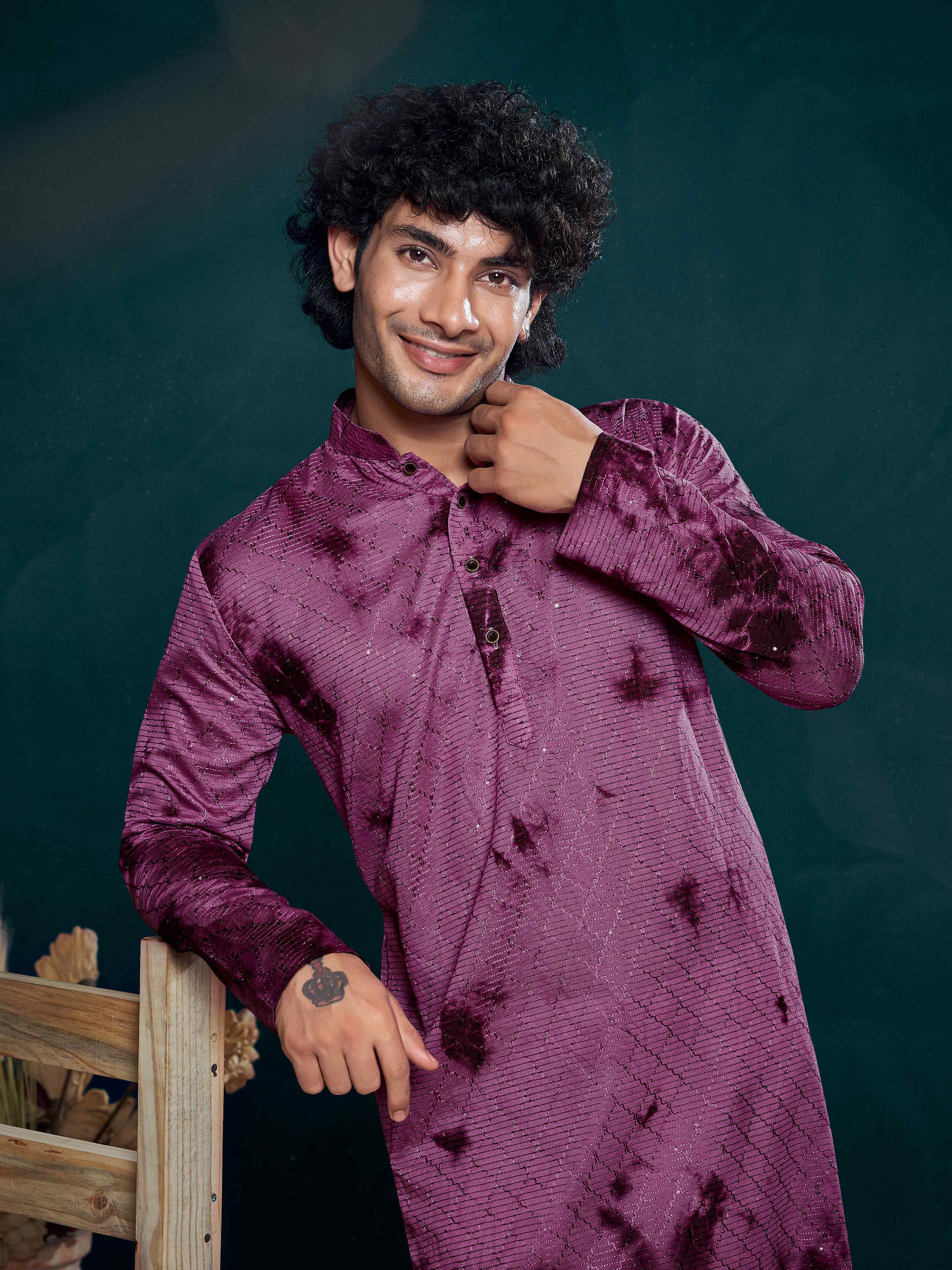 Maroon Kurta Payjama with Sequins Embroidery – Perfect for Festive Events