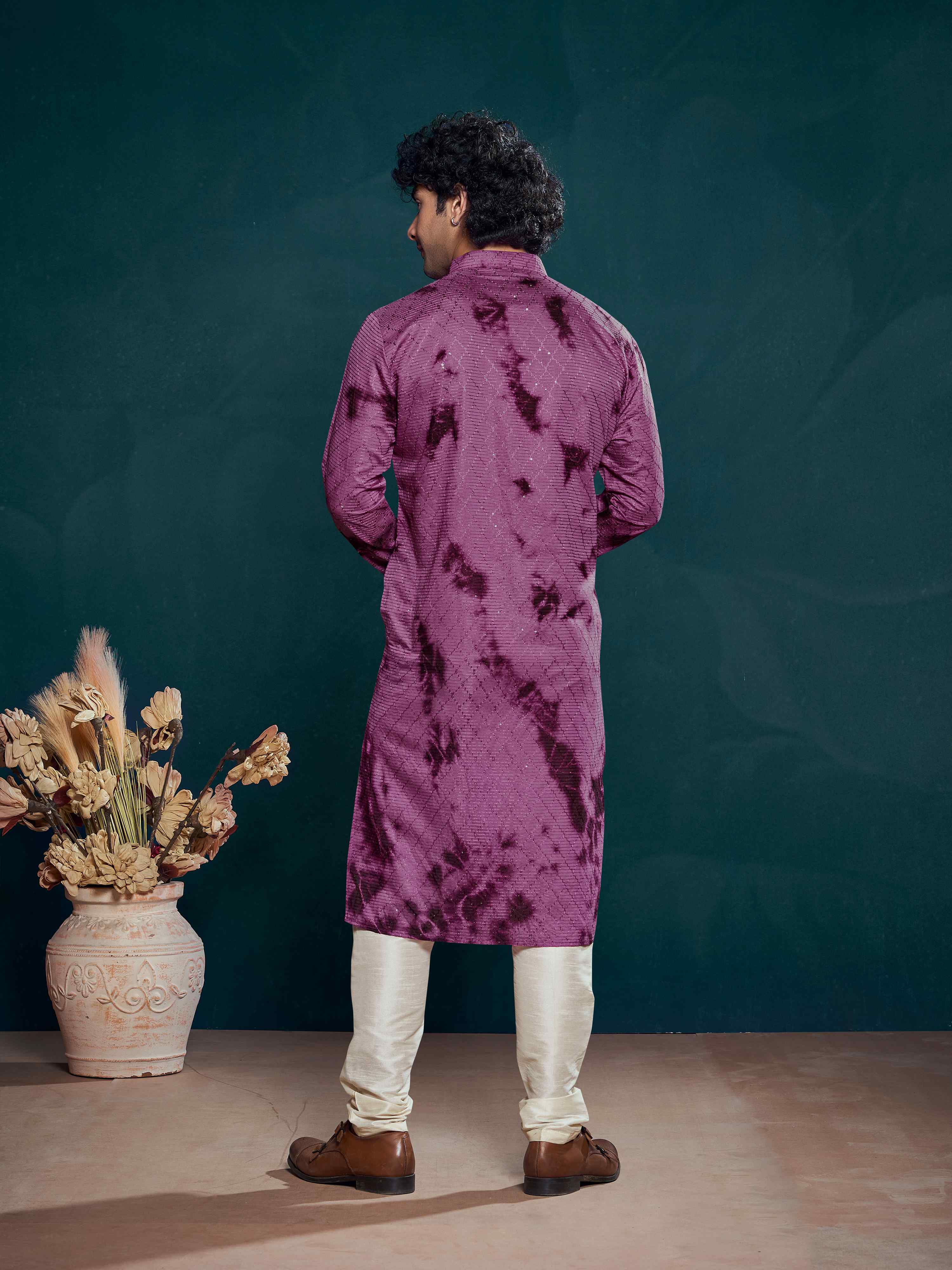 Purple Kurta Payjama with Sequins Work – Rich and Elegant
