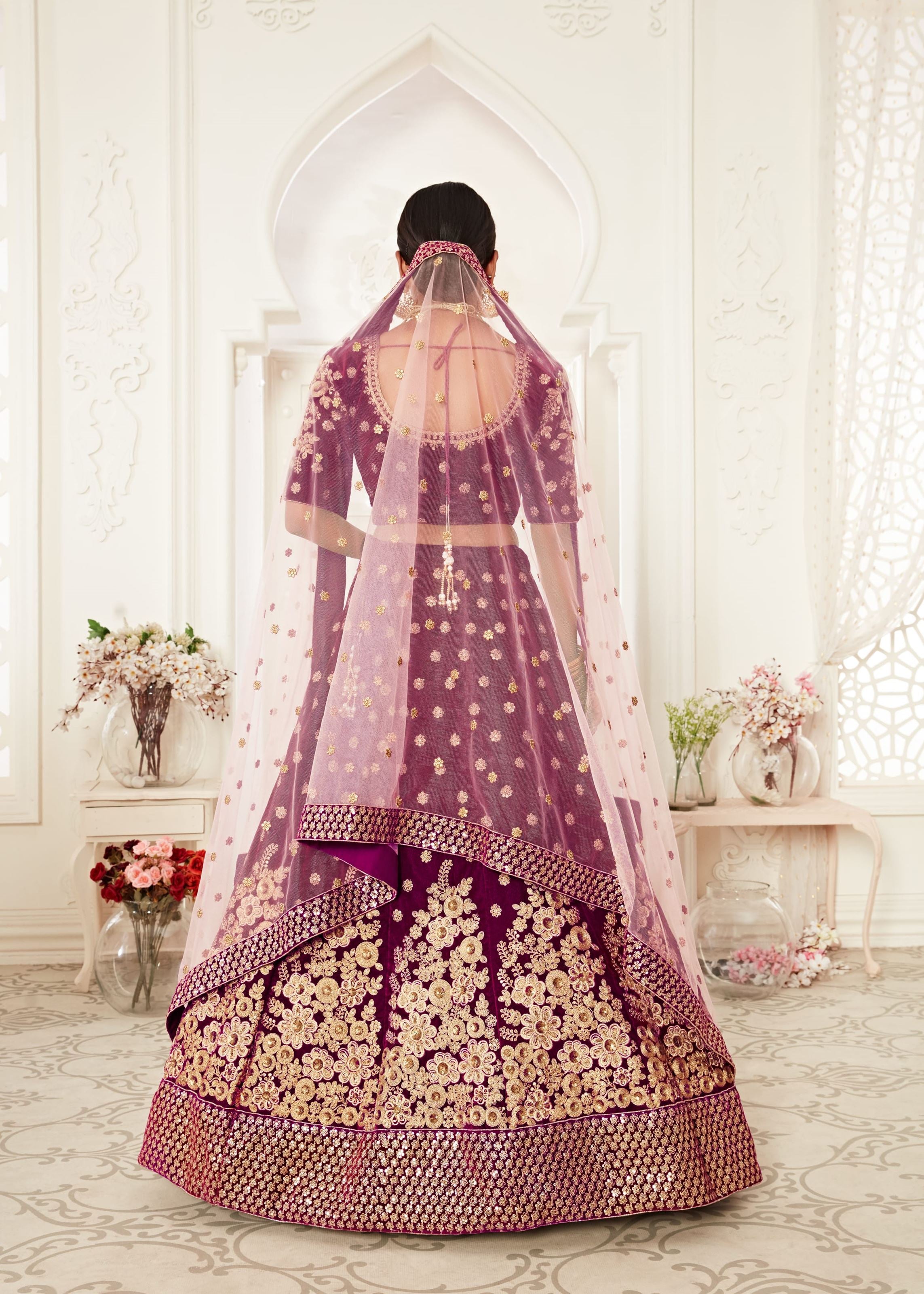 Purple Lehenga Choli With Thread, Zari, Dori And Sequins Embroidery Work
