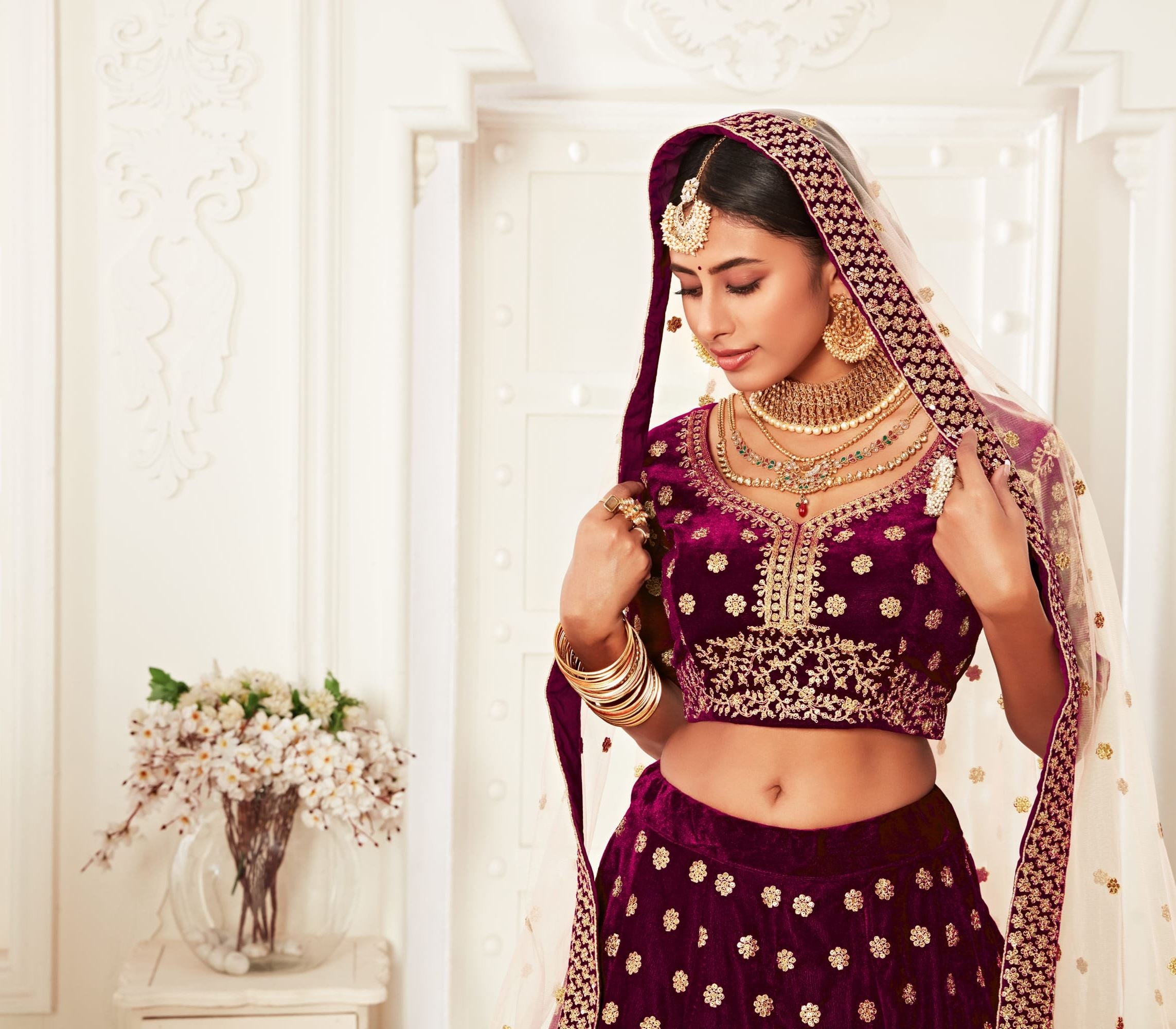 Purple Lehenga Choli With Thread, Zari, Dori And Sequins Embroidery Work