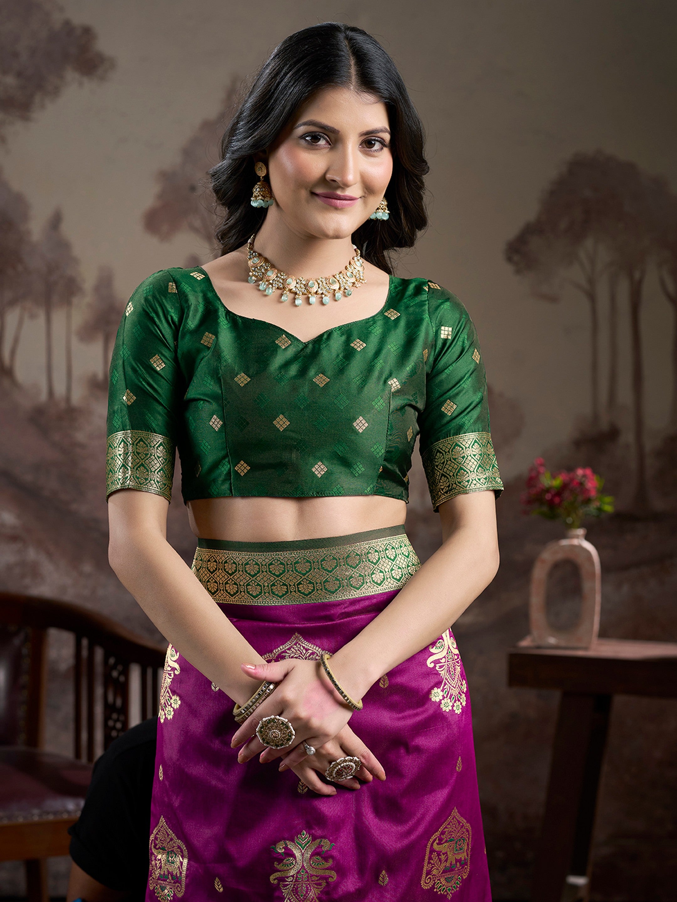 Purple Lichi Silk Woven Rich Pallu Designer Heavy Partywear Saree