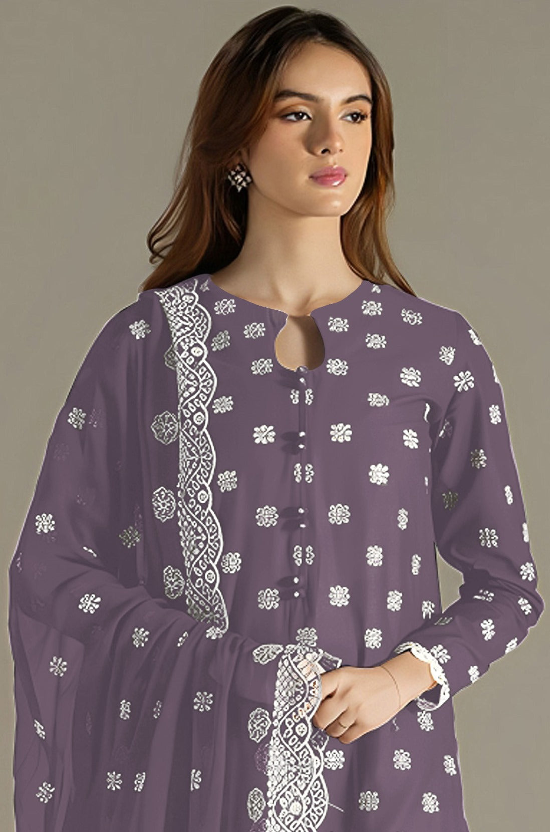 Purple Pakistani Salwar Suit With Heavy Embroidery Work
