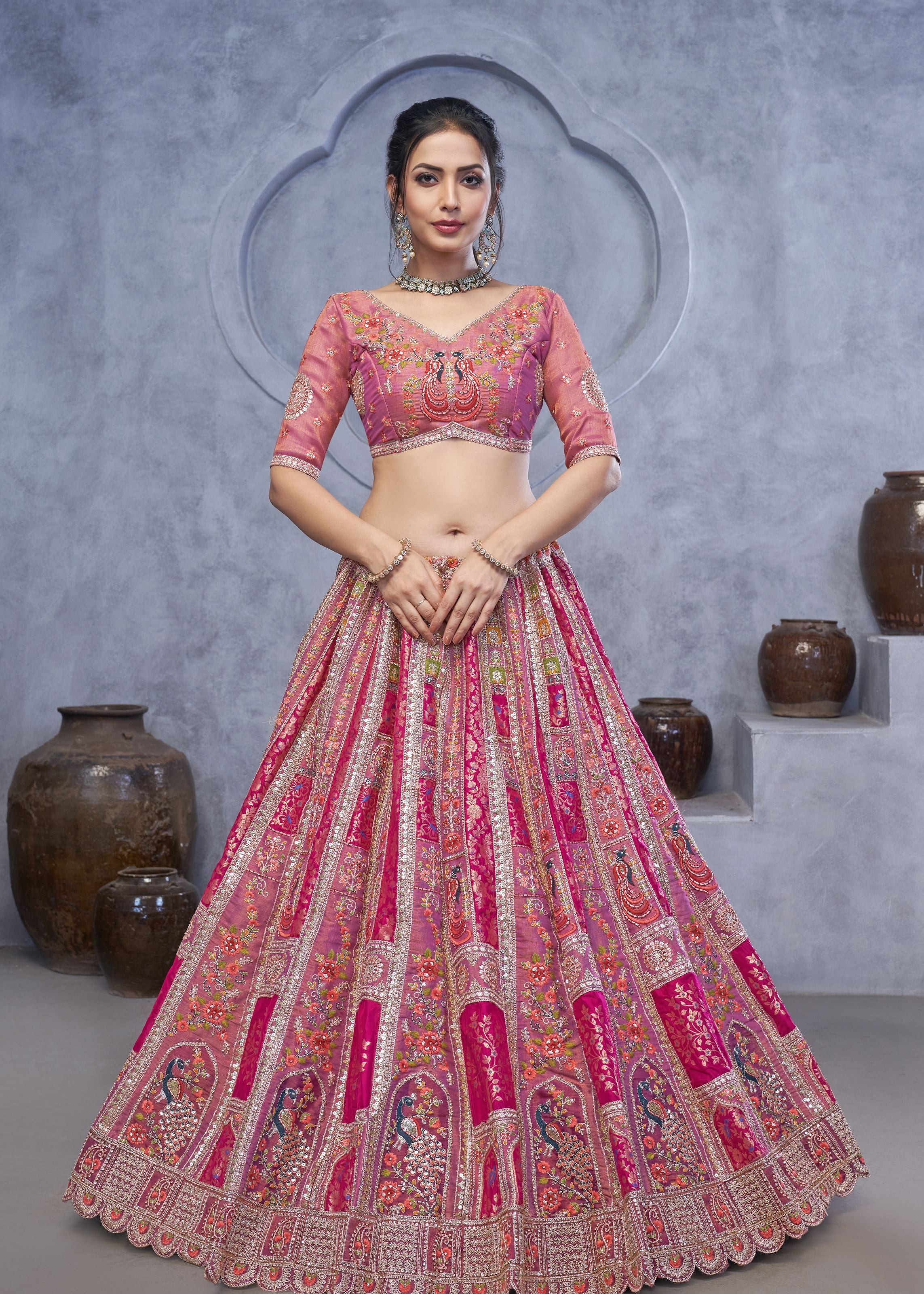 Purple Radiant Magenta Bridal Silk Lehenga