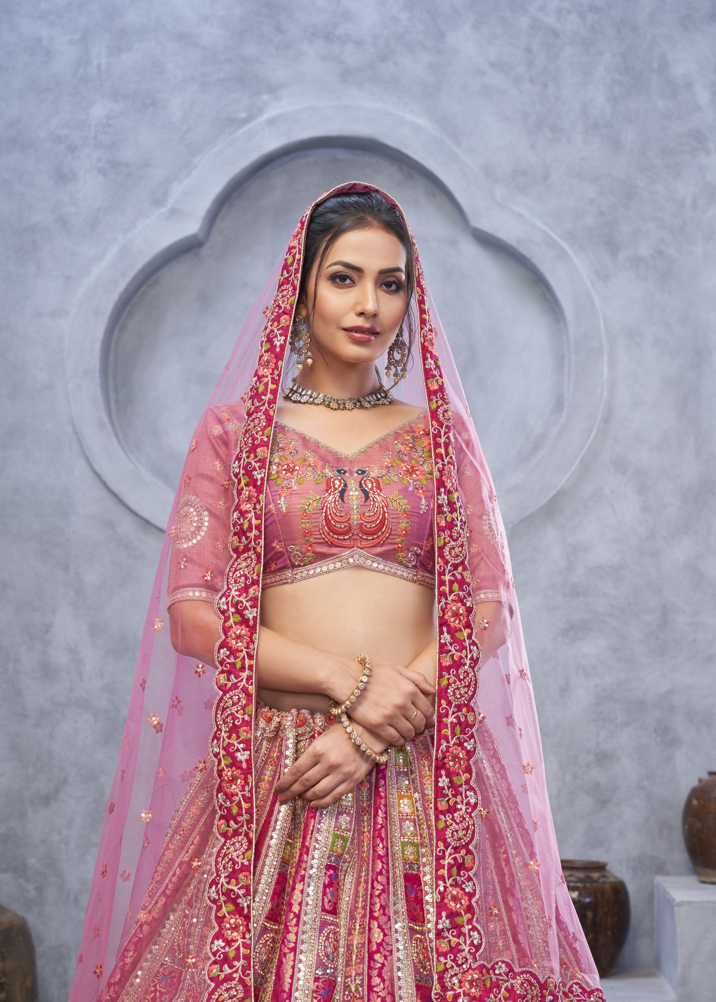 Purple Radiant Magenta Bridal Silk Lehenga