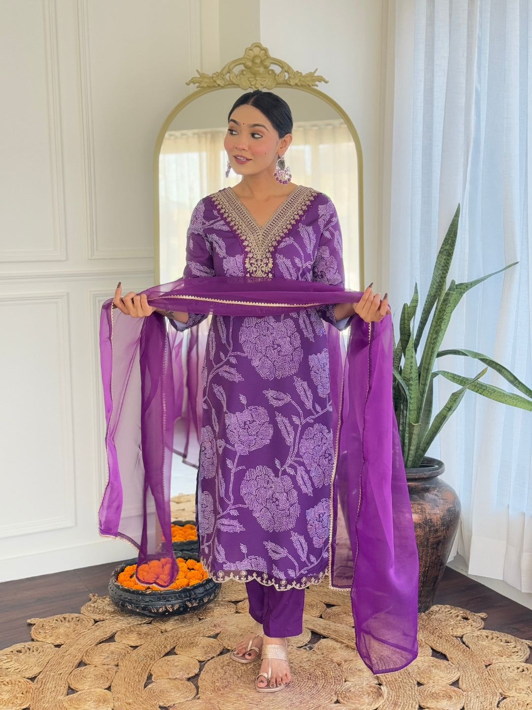 Purple Rayon Elegant Kurta Pant Set With Embroidery Work