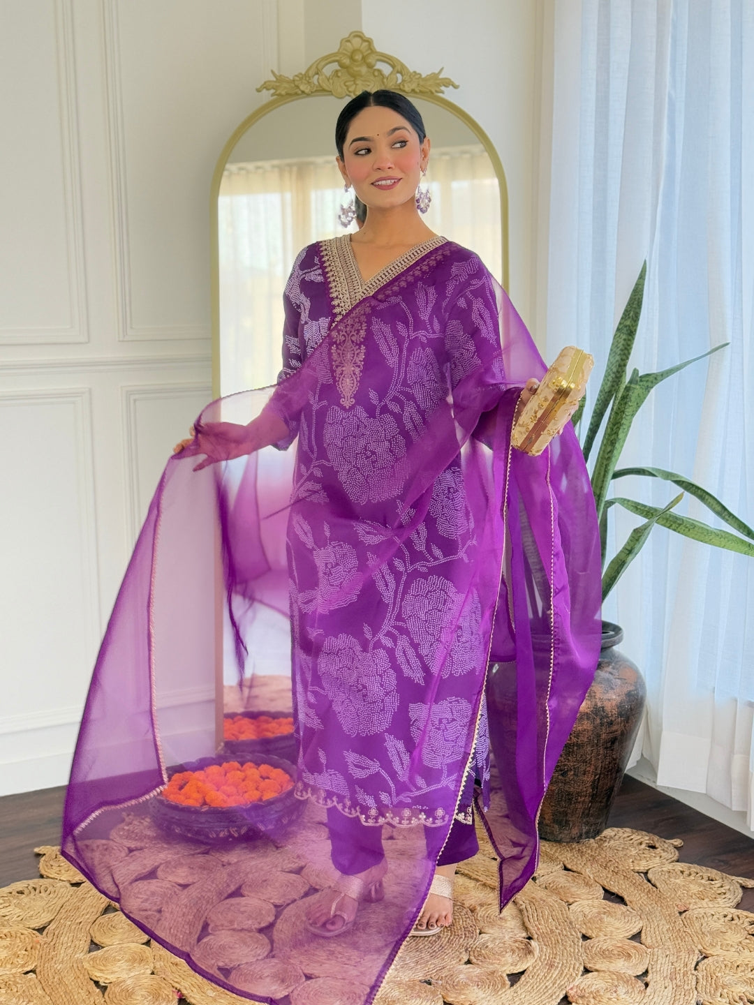 Purple Rayon Elegant Kurta Pant Set With Embroidery Work