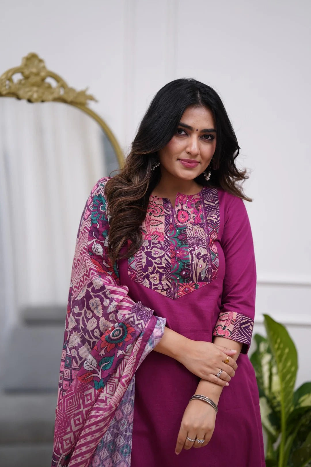 Purple Rayon Kurta Pant Set Printed