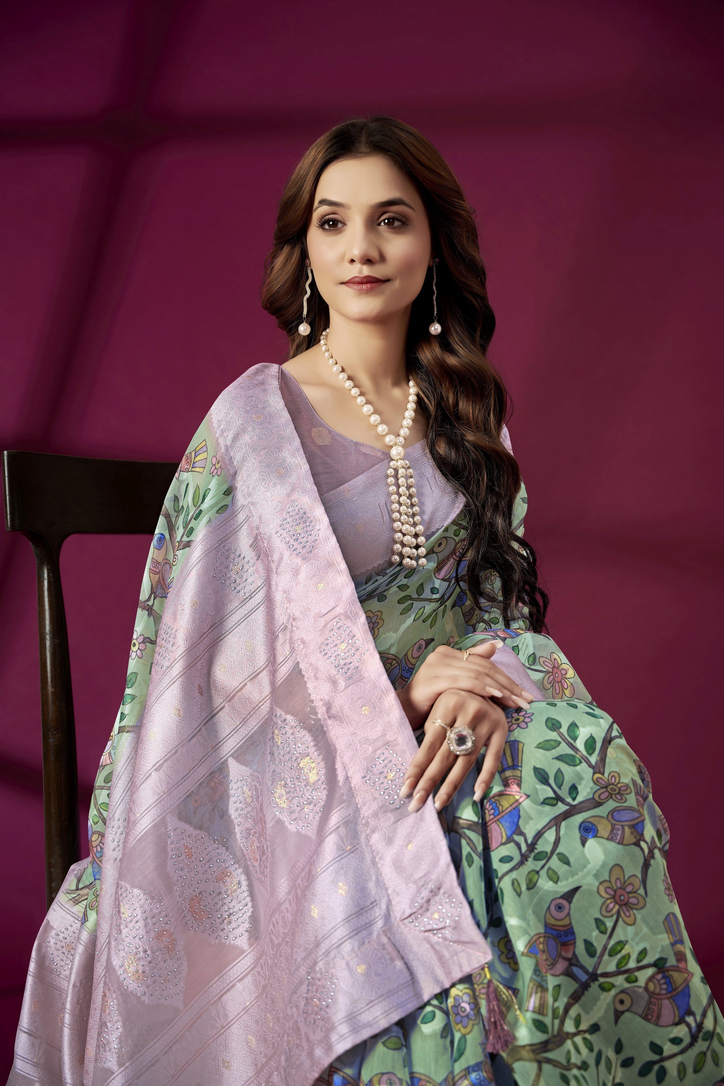 Purple Rich Silk Jacquard Designer Saree With Smart Ethnic Printed