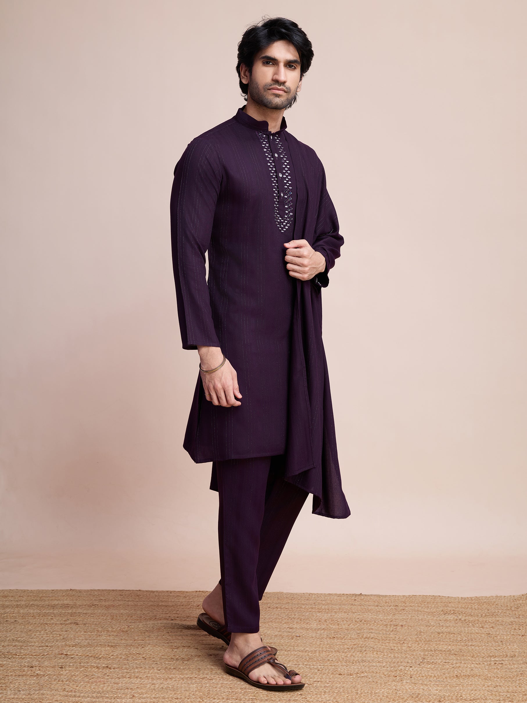 Purple Viscose Kurta Payjama with Jacket – Bold Ethnic Style