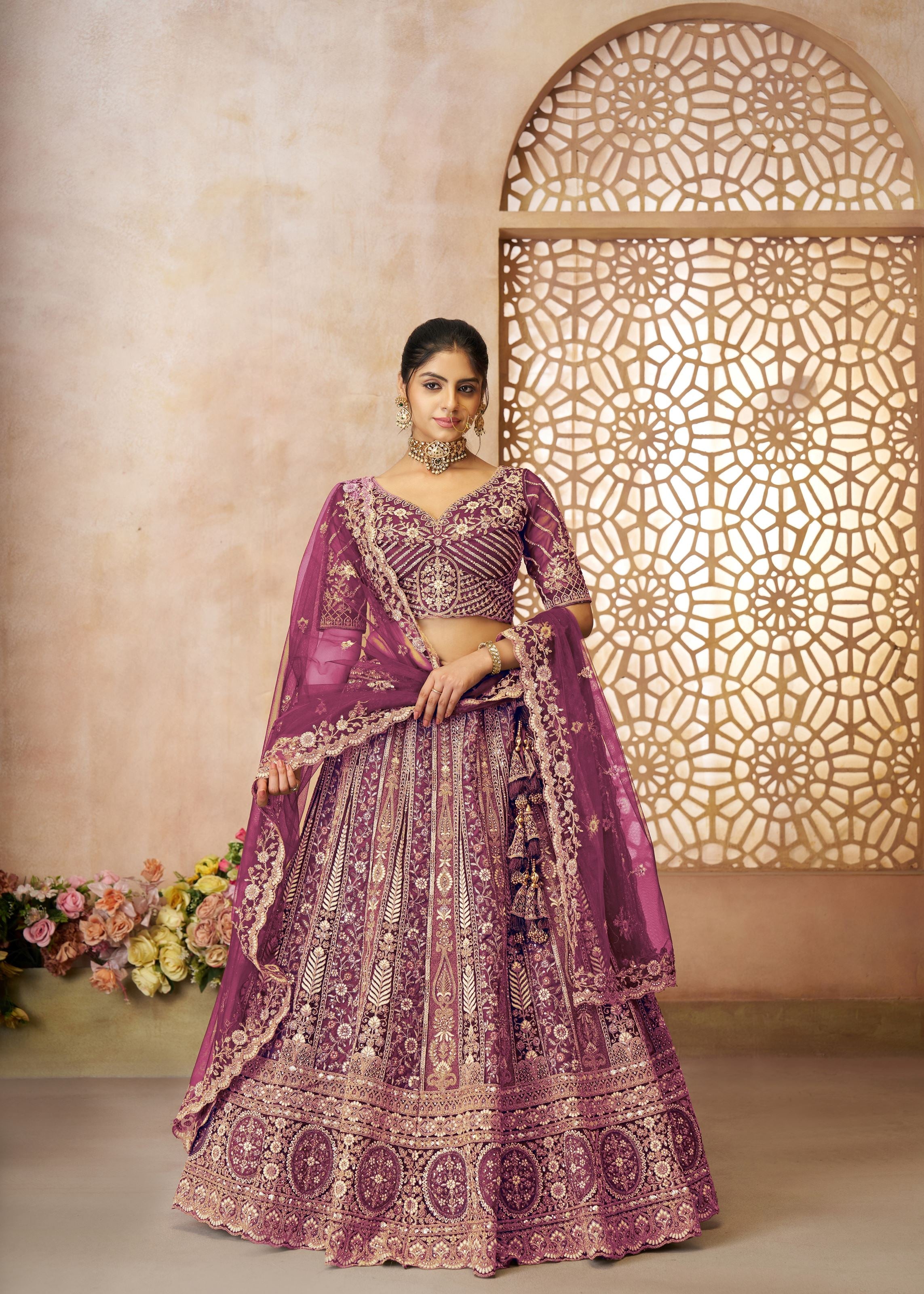 Radiant Purple Bridal lehenga