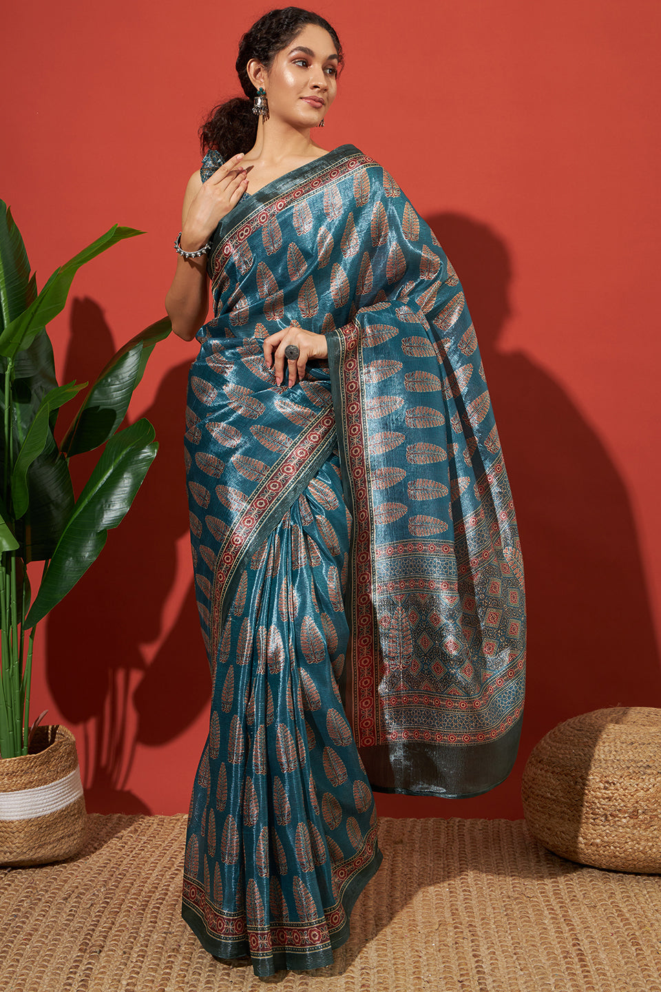 Rama Beautiful Tissue Designer Printed Festive Wear Saree