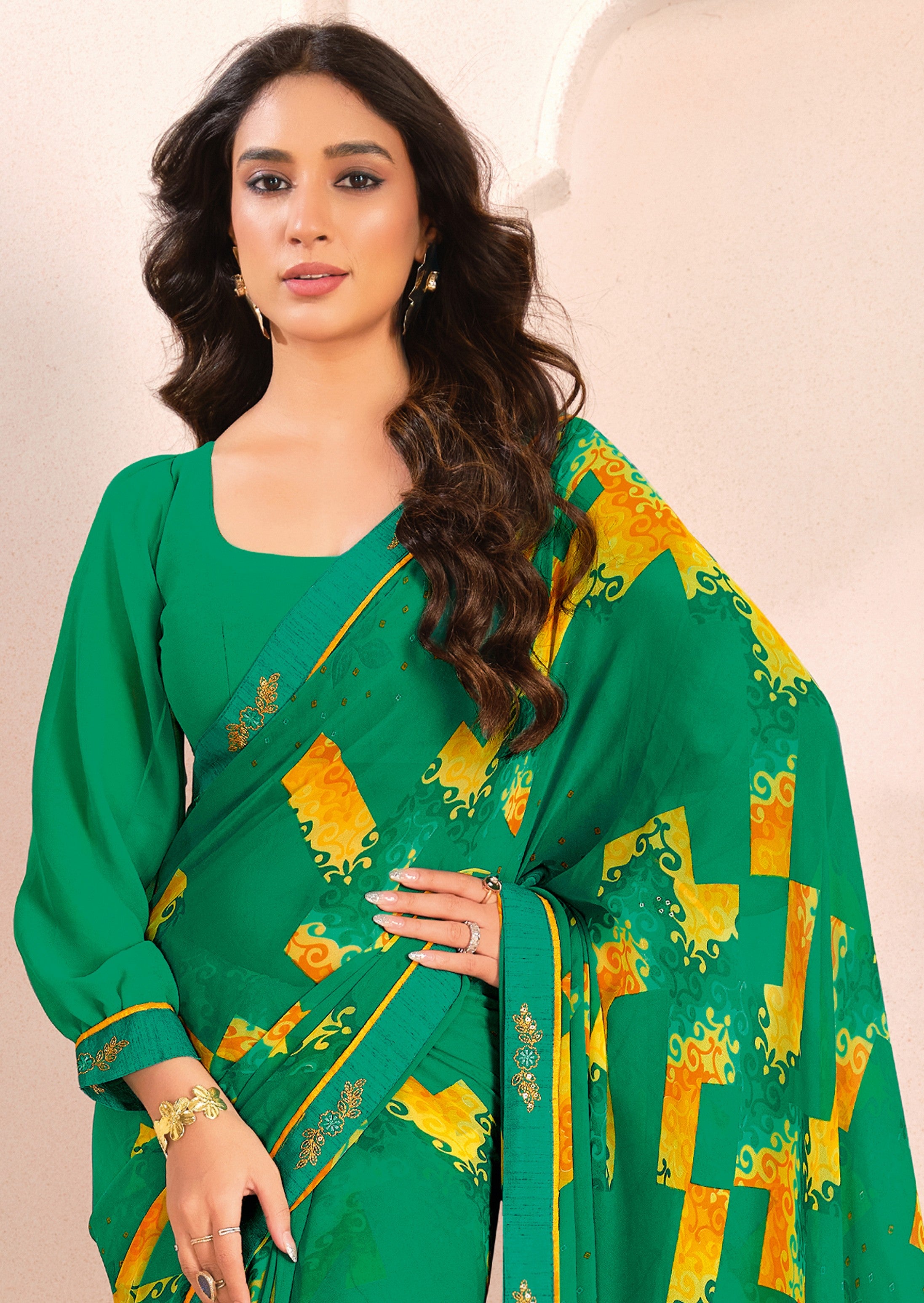 Rama Bemberg Georgette Elegant Designer Digital Printed Ceremonial Classy Saree
