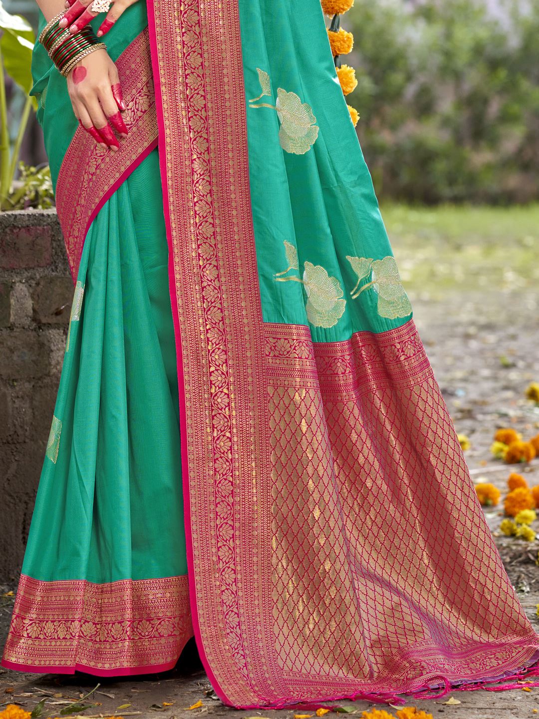 Rama Green Color Silk Weaving Classic Saree