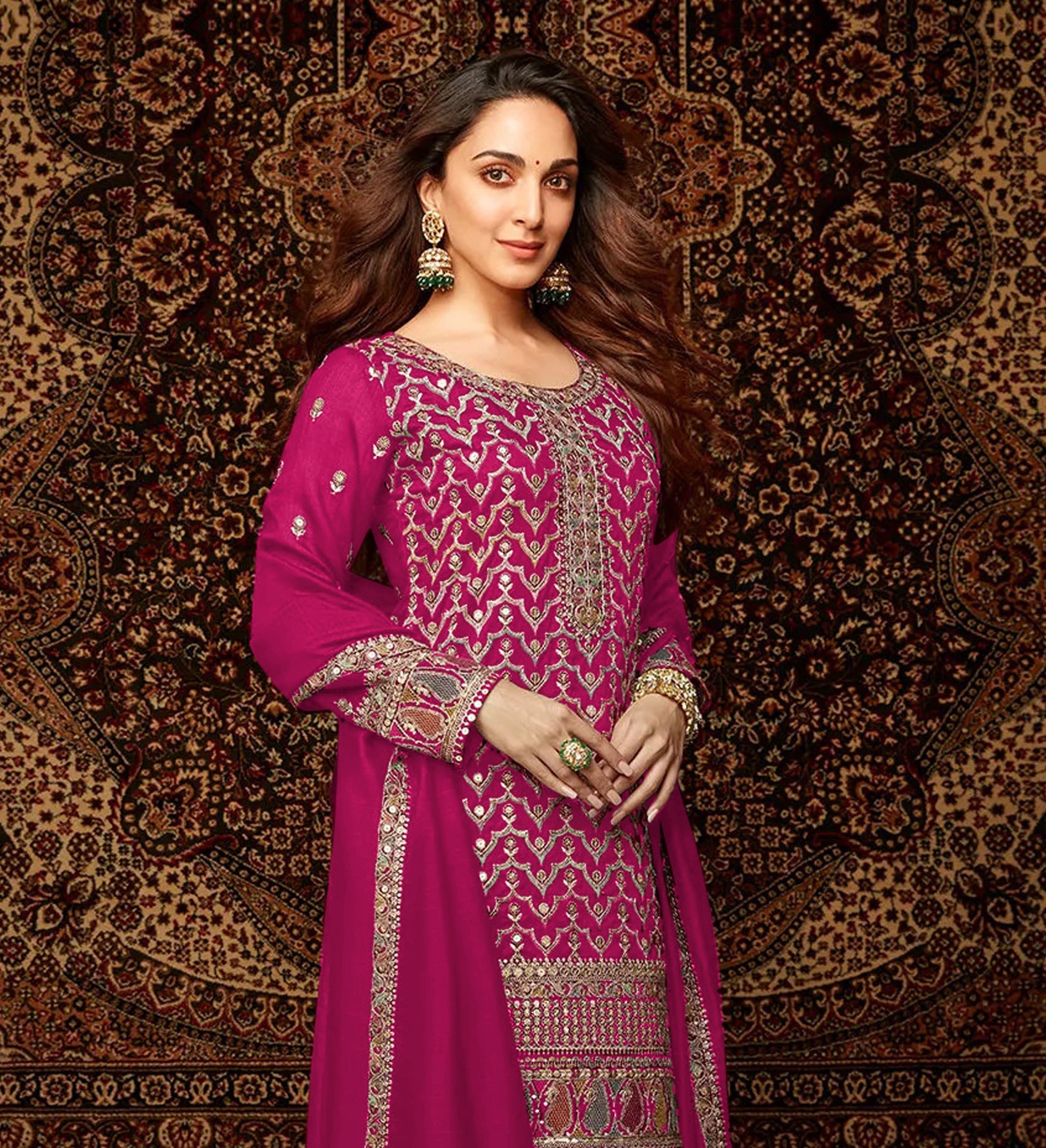 Rani Heavy Designer Suit With Heavy Embroidery Work