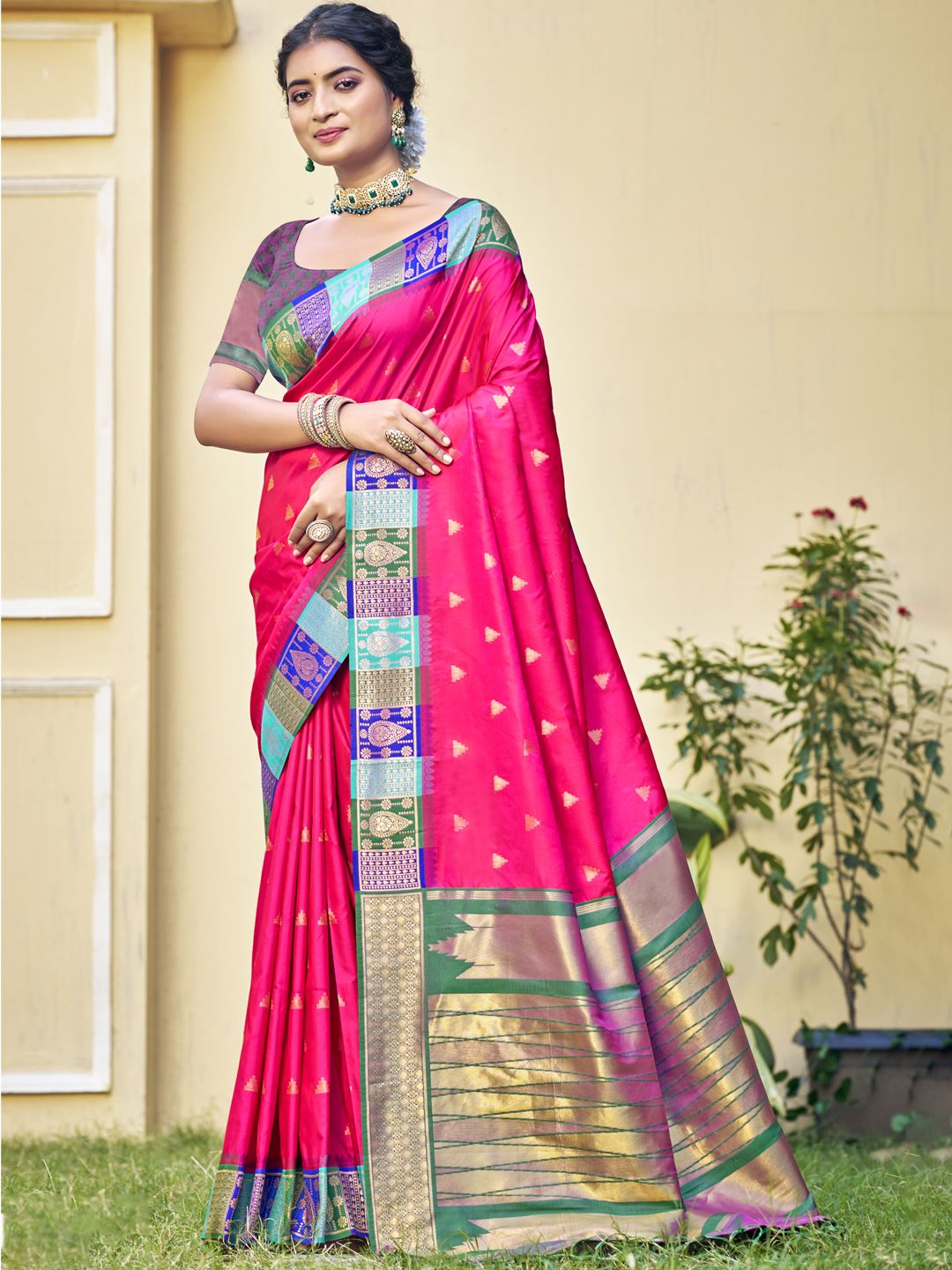 Rani Pink Elegance Soft Silk Saree