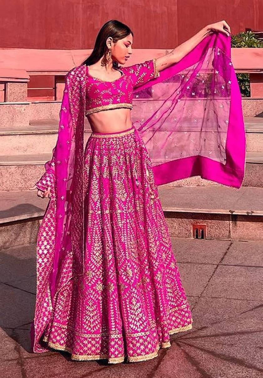 Rani Pink Lehenga Choli With Embroidery Work