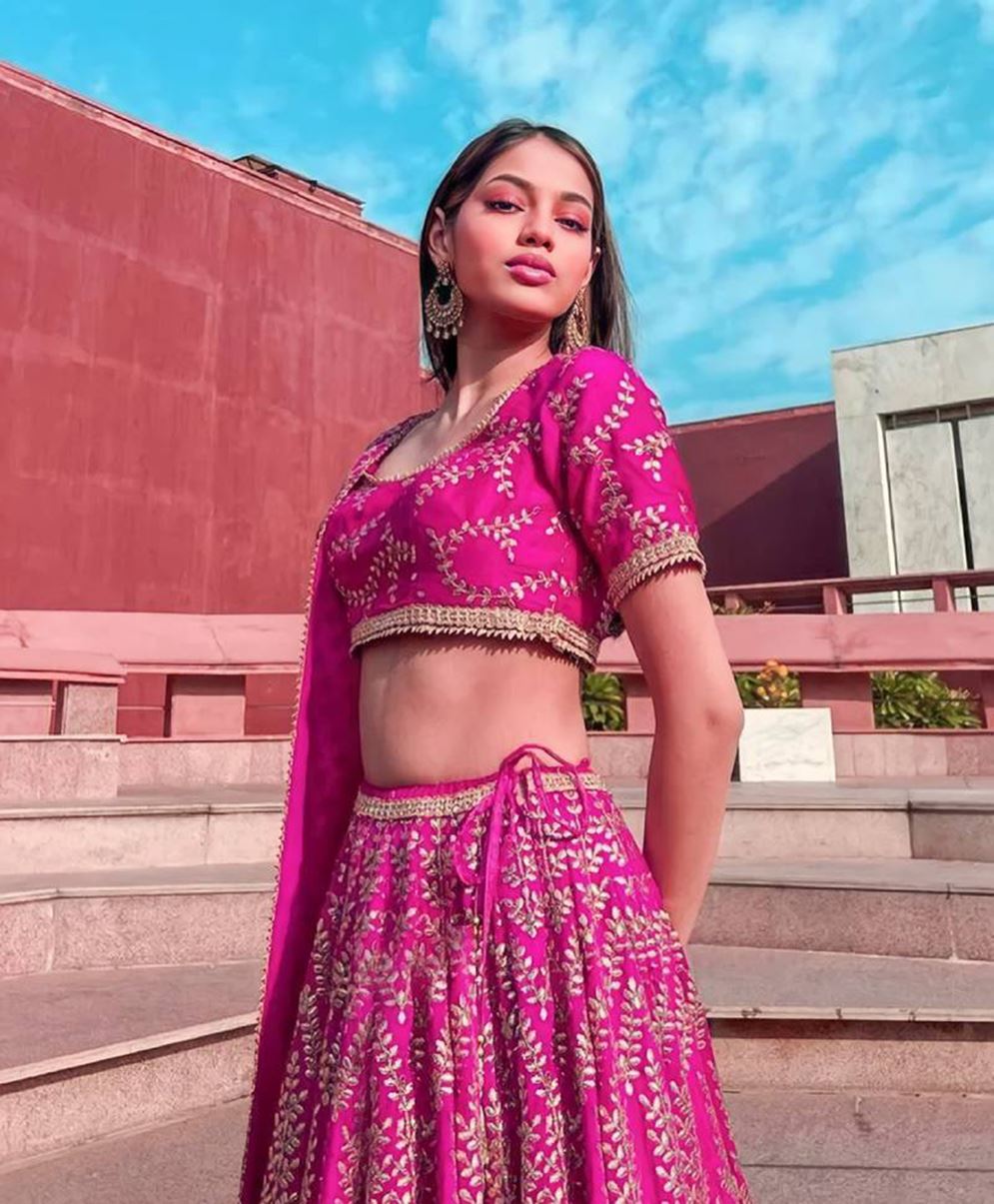 Rani Pink Lehenga Choli With Embroidery Work