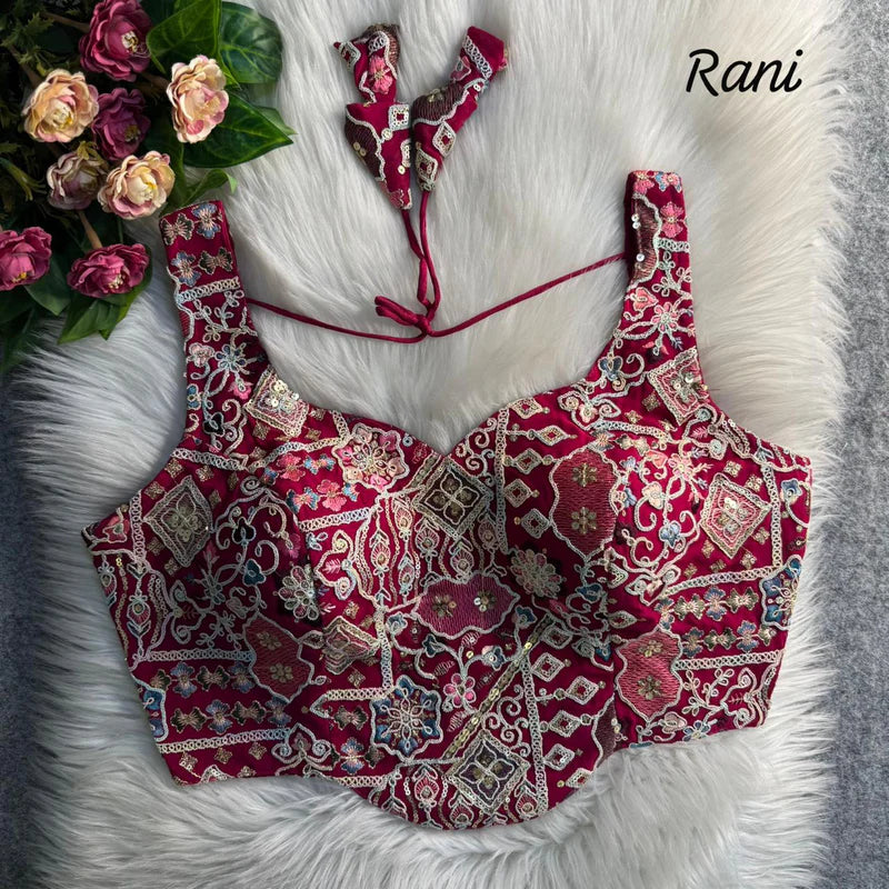 Rani Pink Luxe Corset Sequins Embroidered Blouse Fox Georgette Partywear