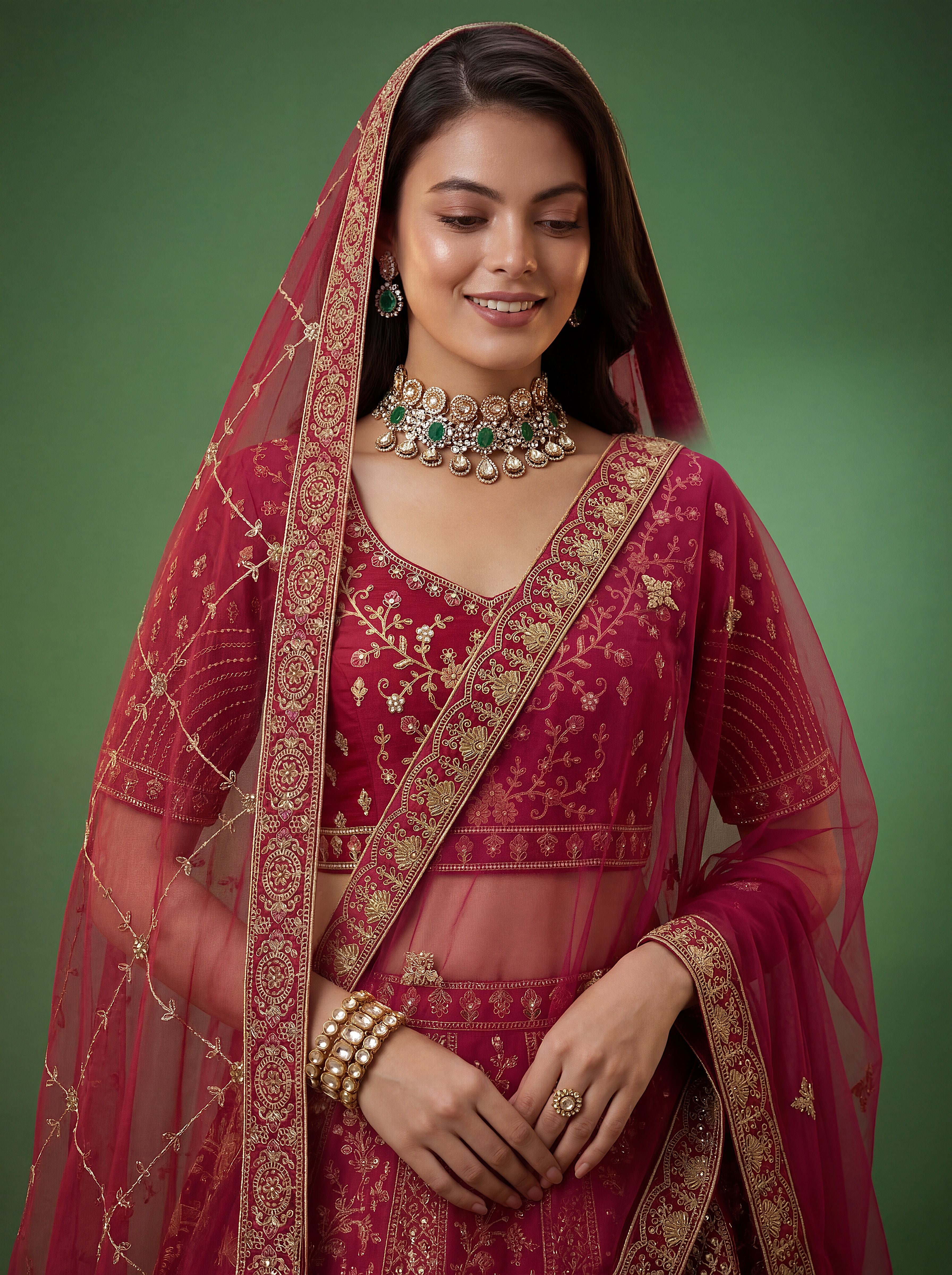 Rani Pink Silk Lehenga Choli With Fancy Embroidered, Dori Embroidered, Multi Thread work, Sequinned With Diamond studded