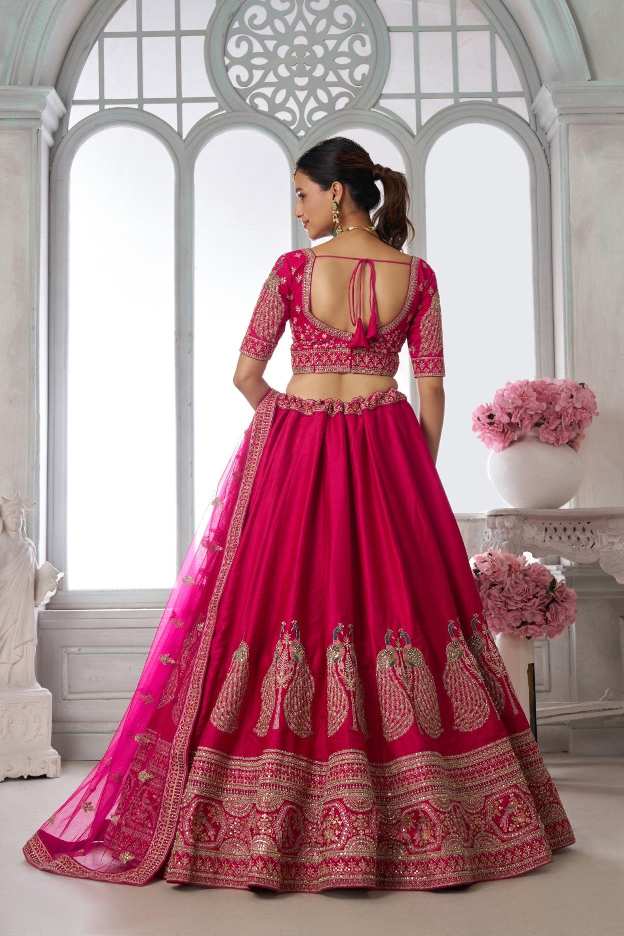Rani Silk Embroidered Bridal Lehenga Choli Set with Dupatta