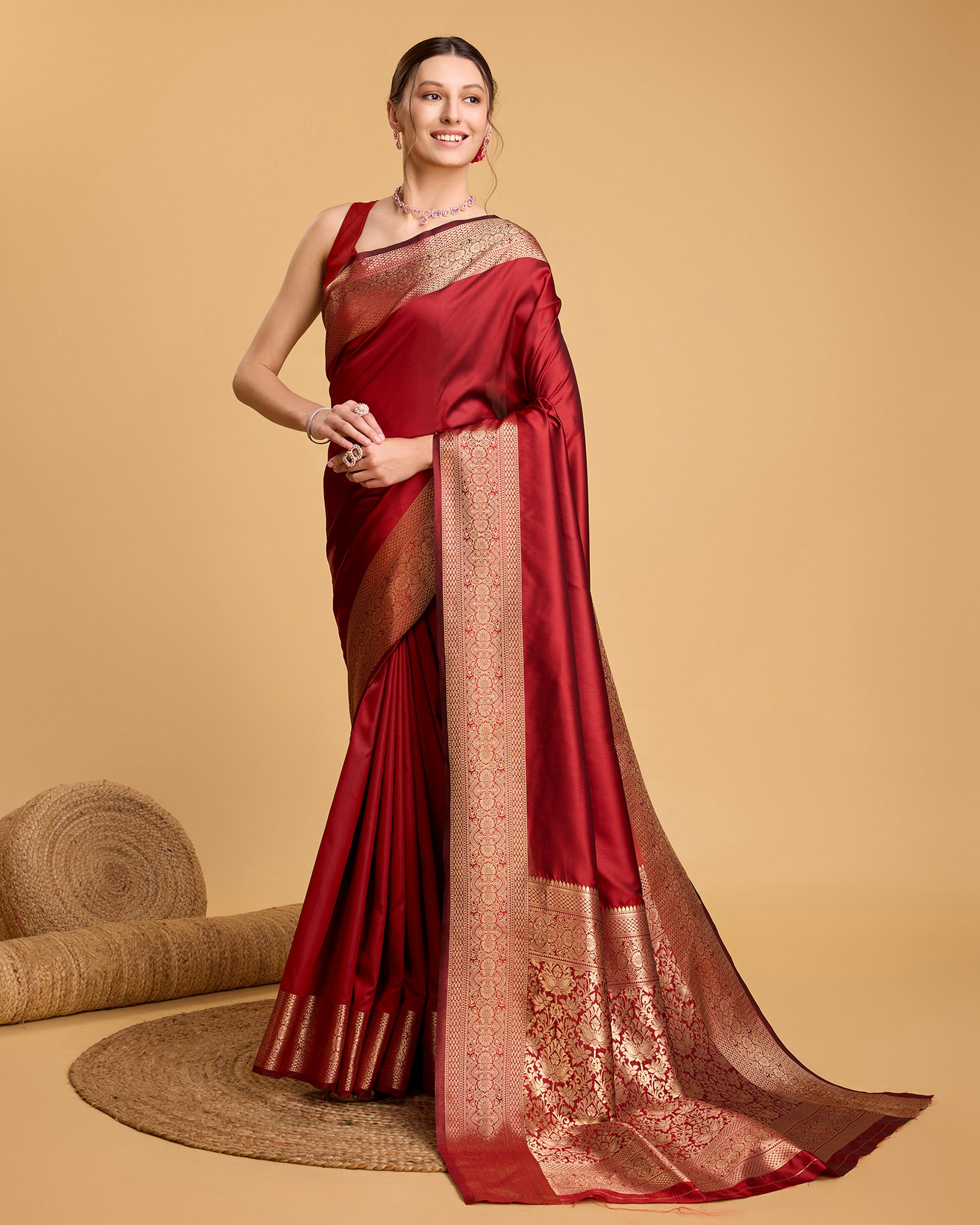 Red Colour Beautiful Soft Silk Saree With Zari Woven Designer
