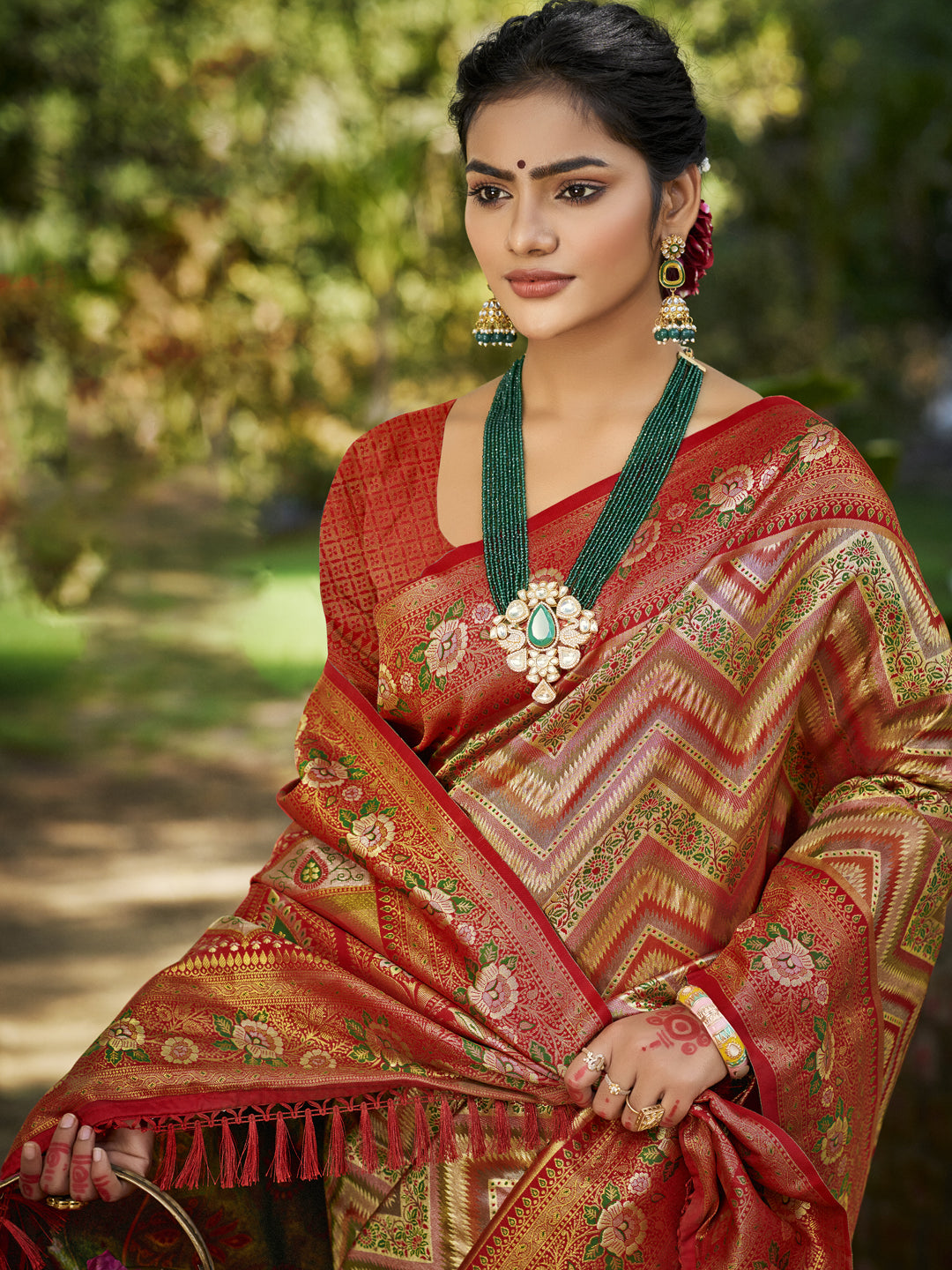 Red Dharmavaram Silk Saree With Classic Drape and Refined Beauty