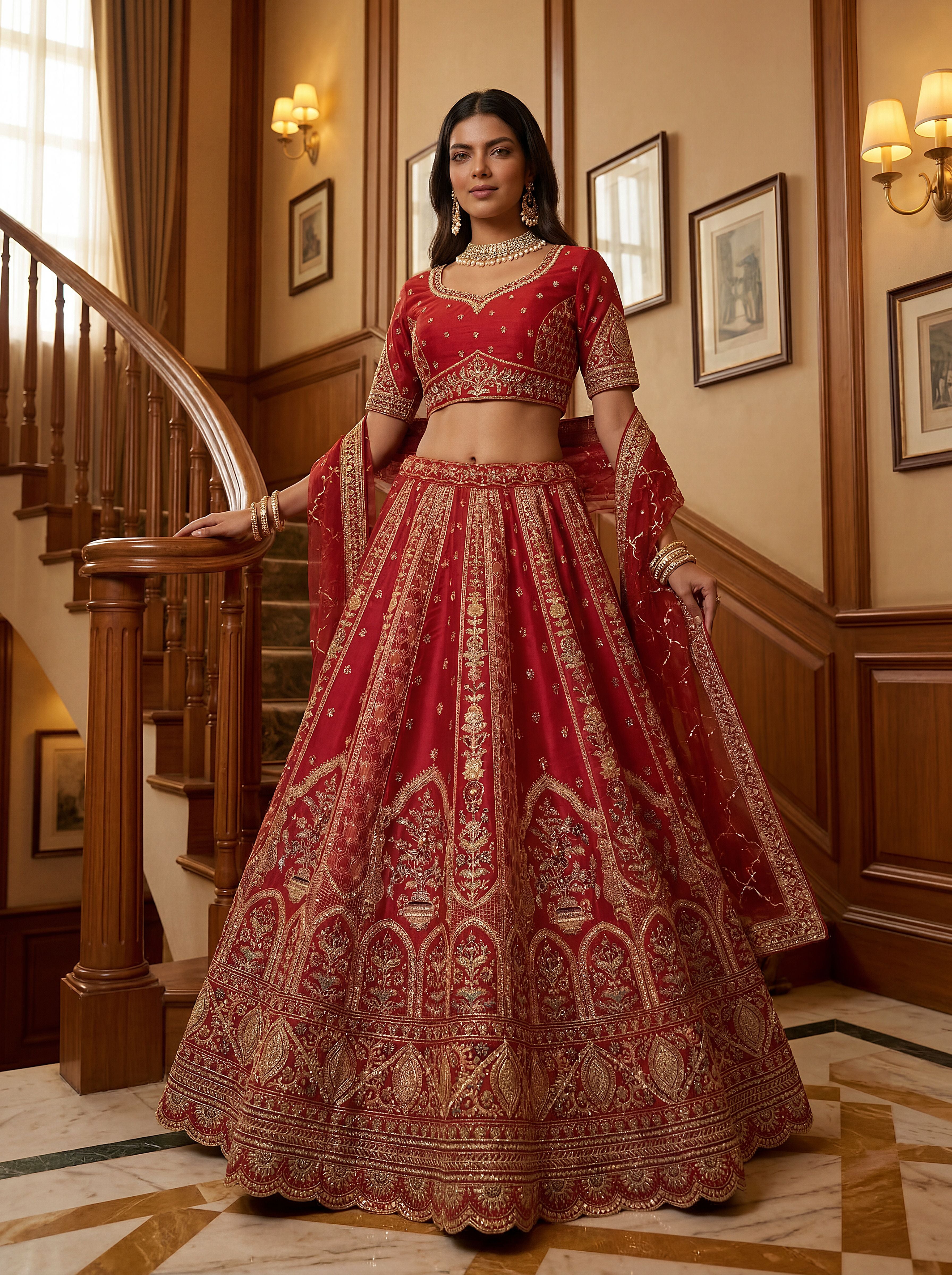 Red Gadhwal Silk Lehenga Choli With Hand Work With Sequins Heavy Embroidery Work
