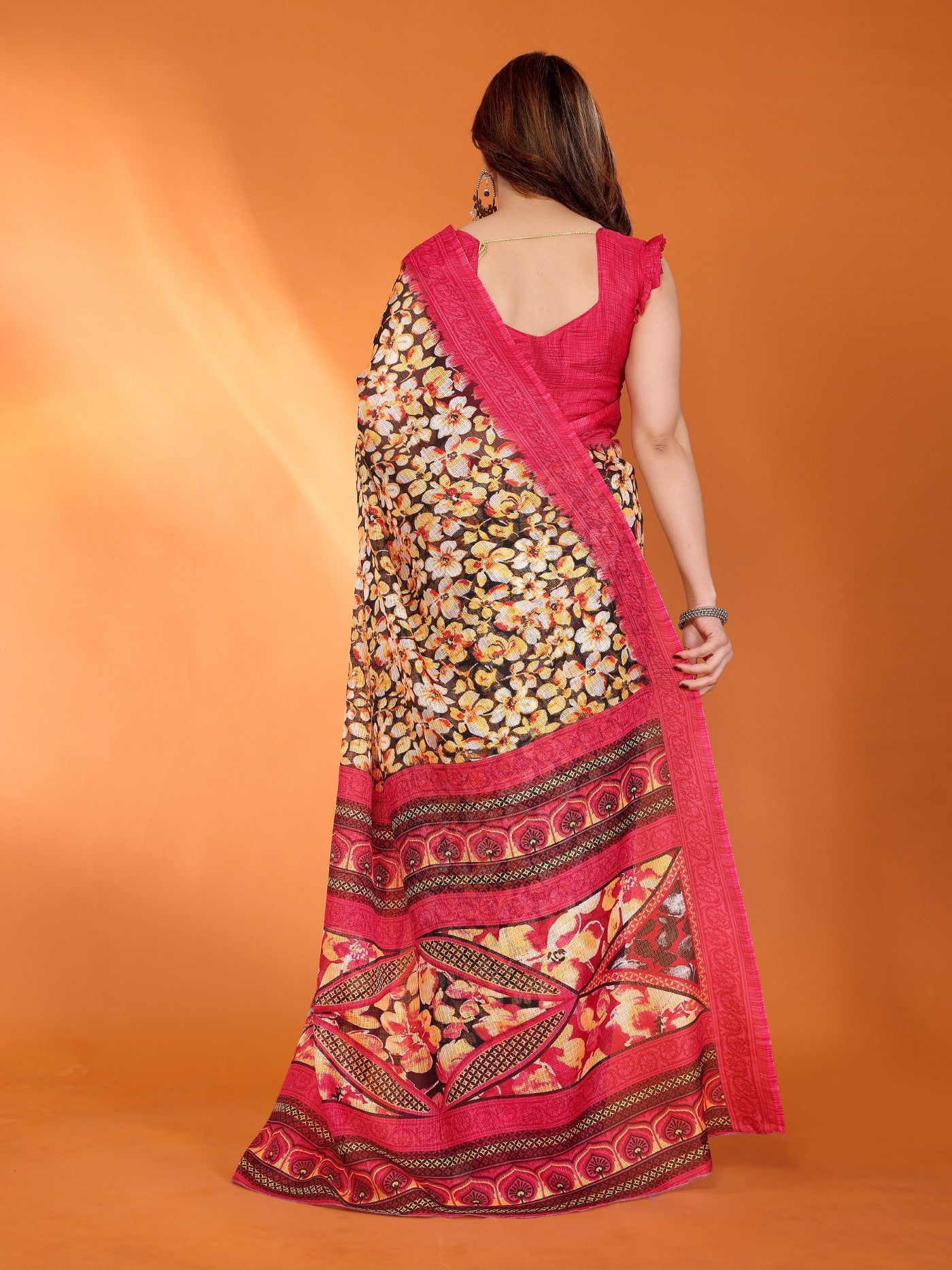 Red Kota Doriya Saree With Printed Design