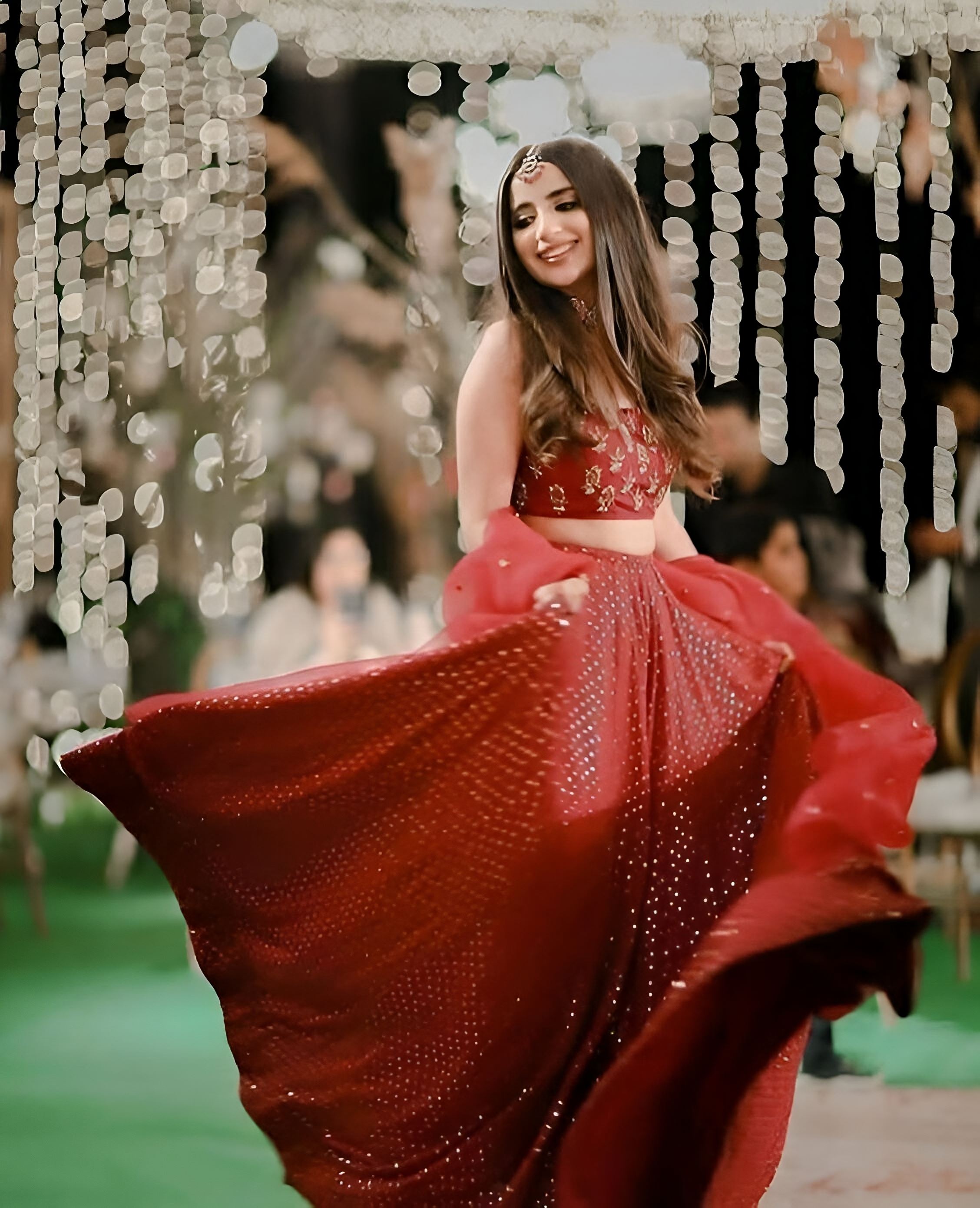 Red Lehenga Choli With Sequence With Thread And Jari Embroidery Work