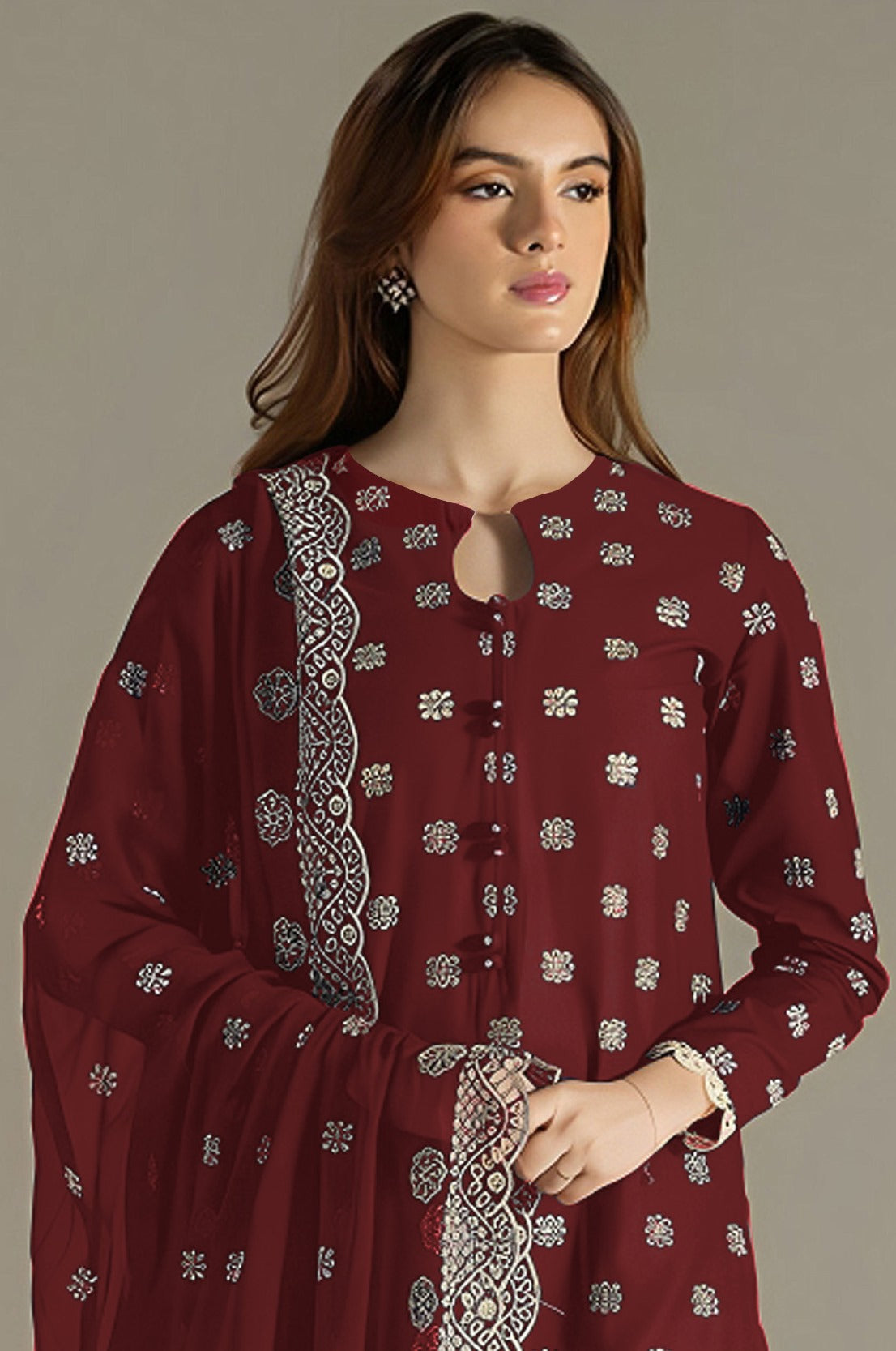 Red Pakistani Salwar Suit With Heavy Embroidery Work