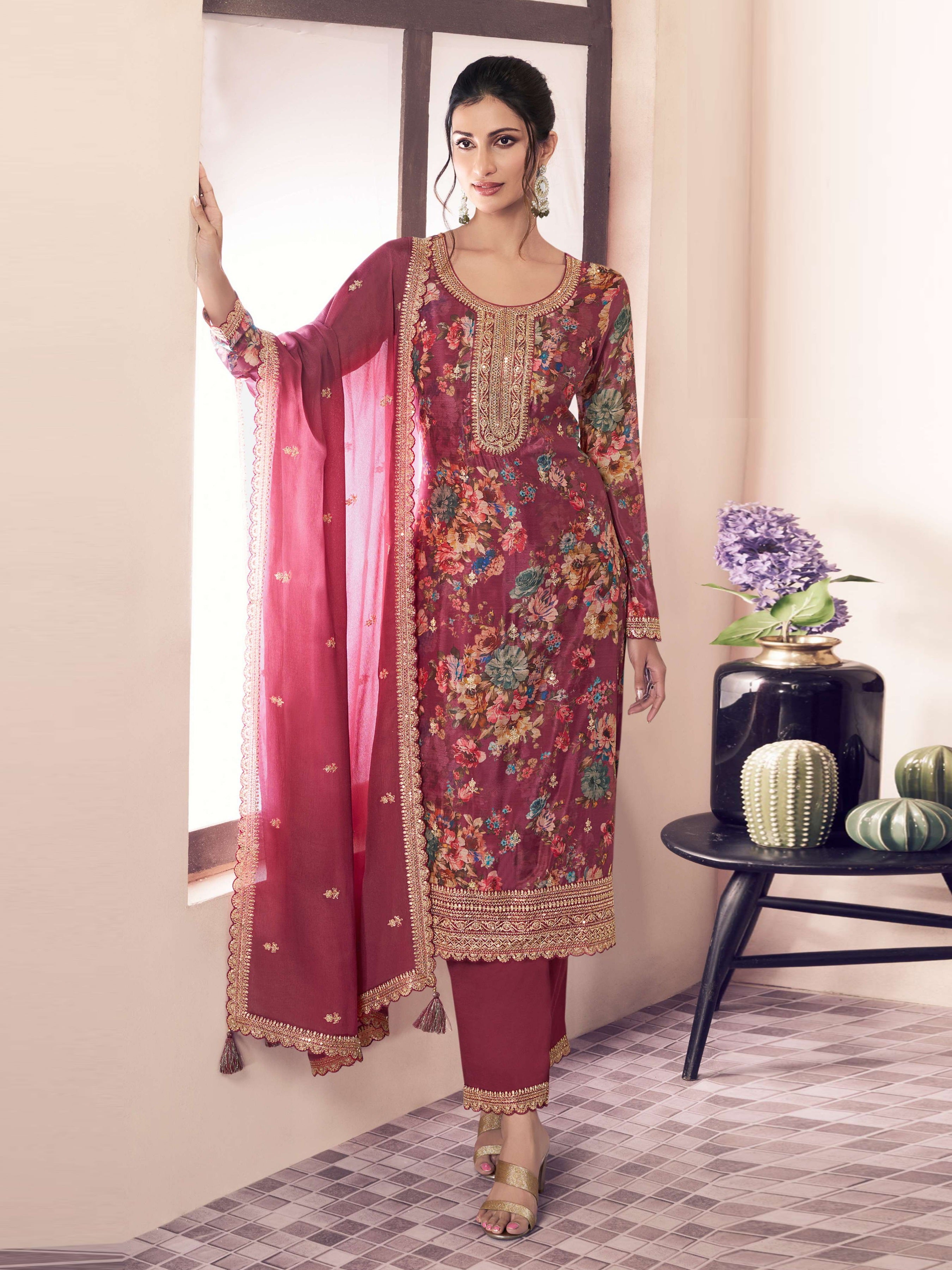Red Pakistani Salwar Suit With Heavy Embroidery Work