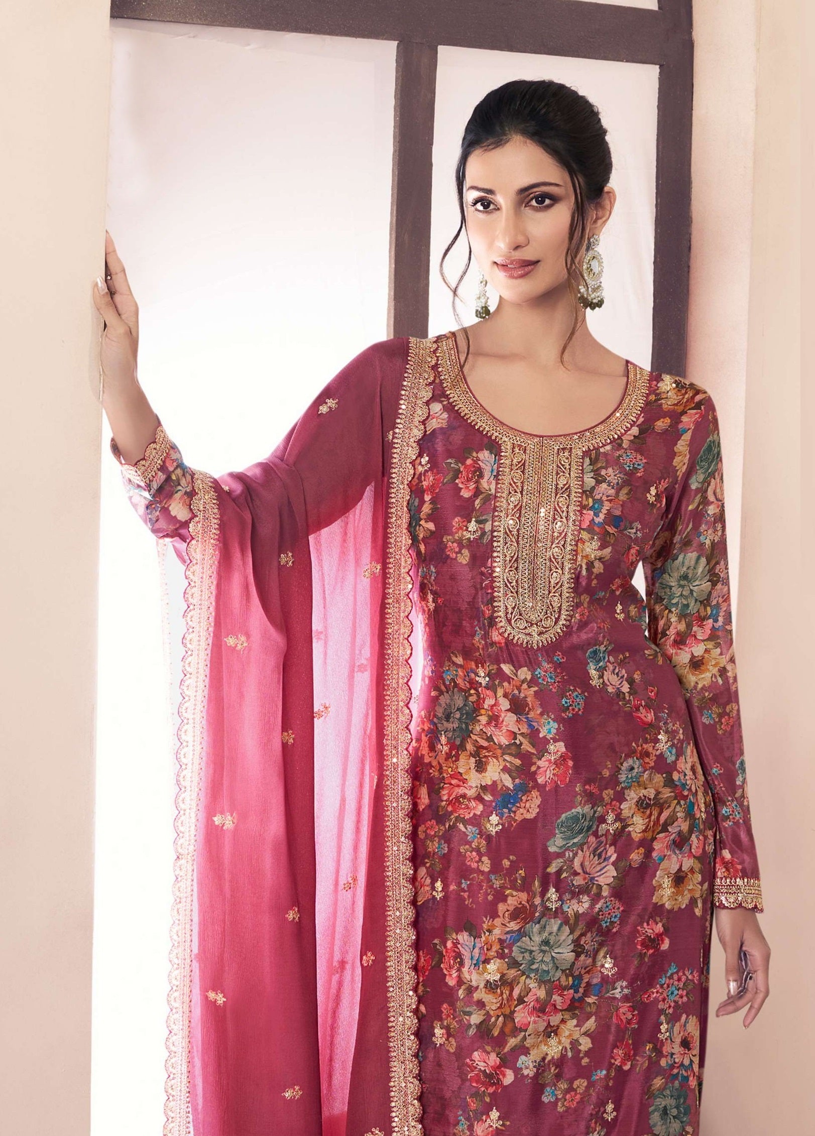 Red Pakistani Salwar Suit With Heavy Embroidery Work