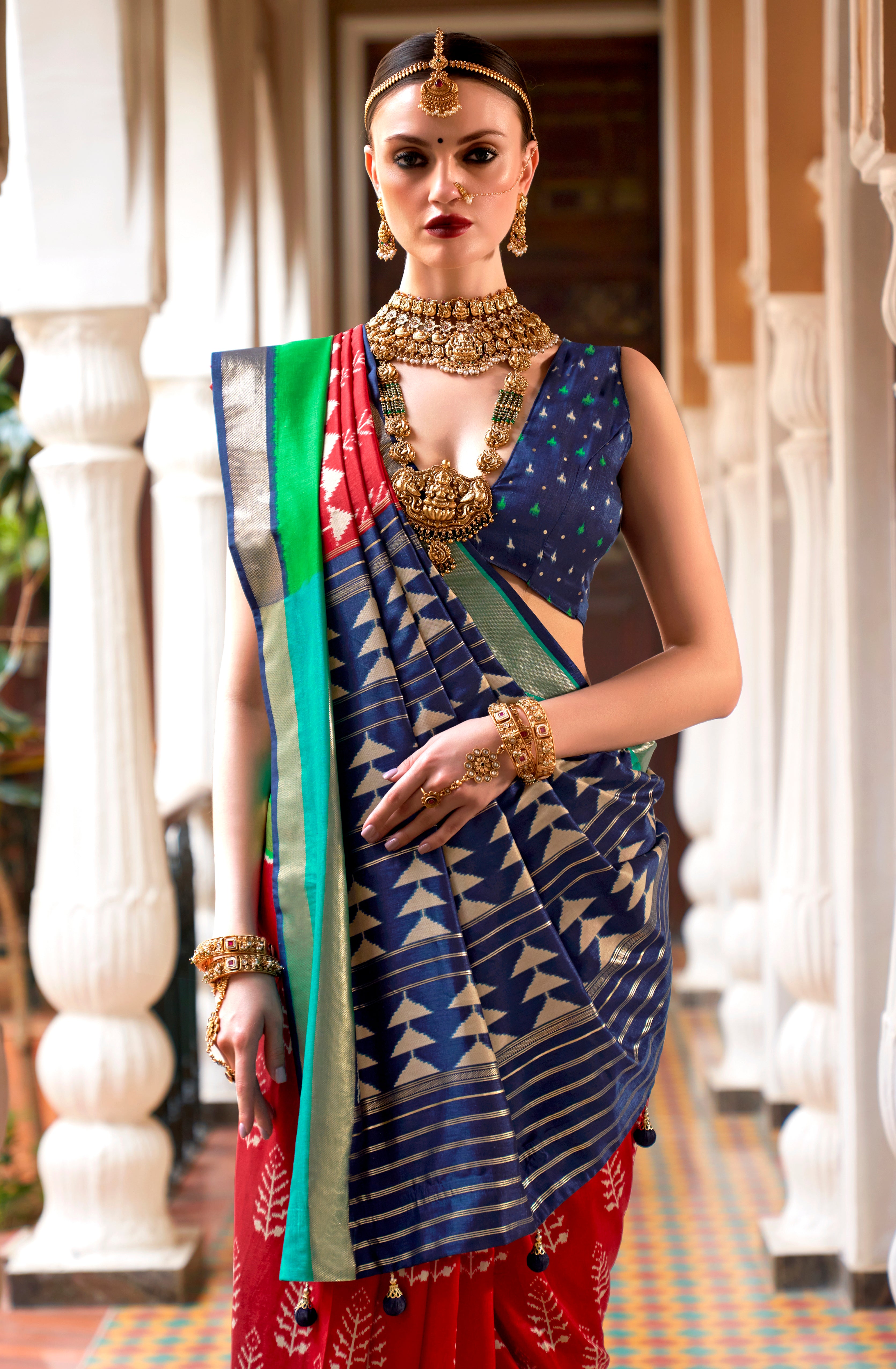 Red Patola Silk Saree with Printed