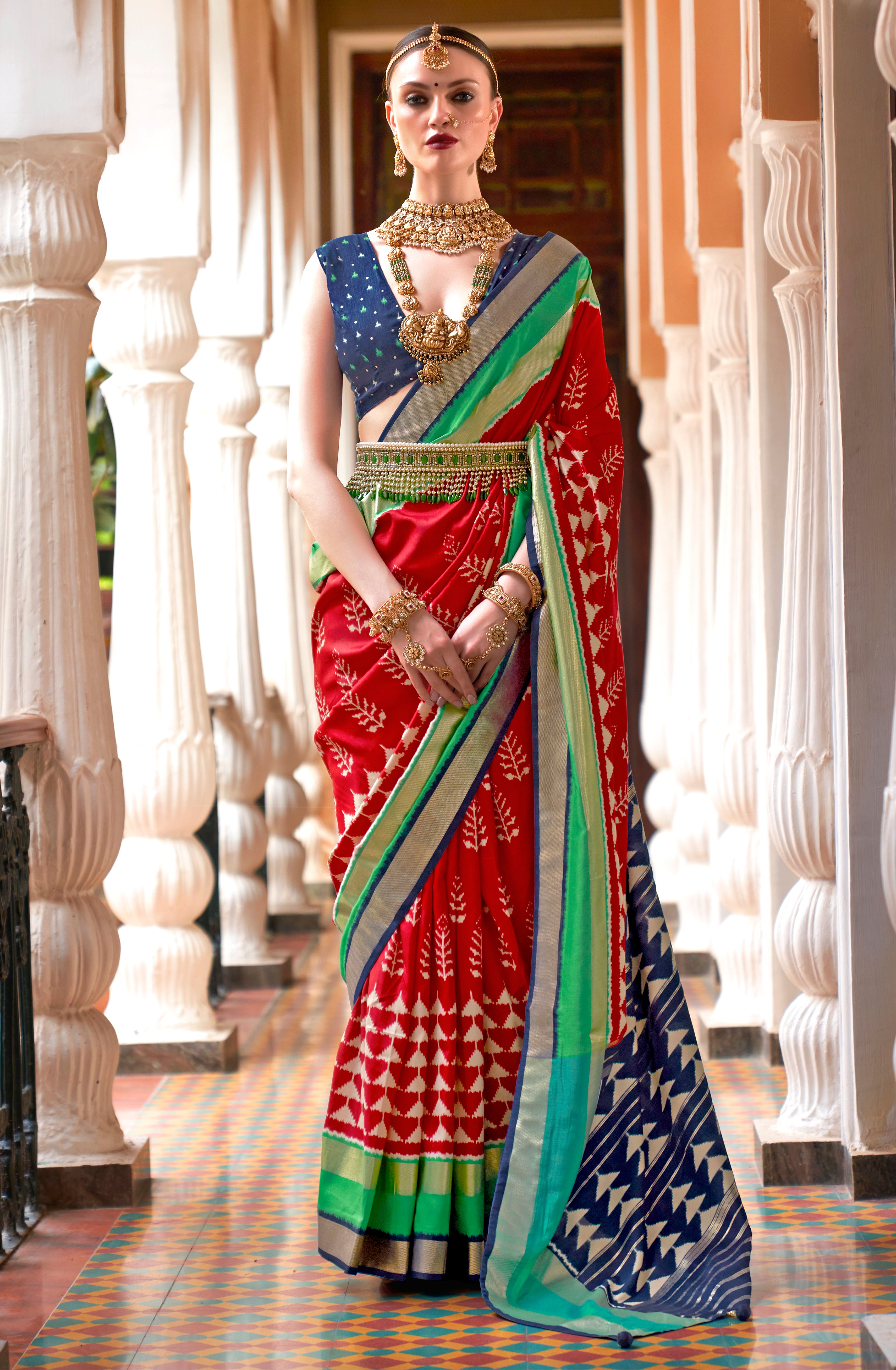 Red Patola Silk Saree with Printed