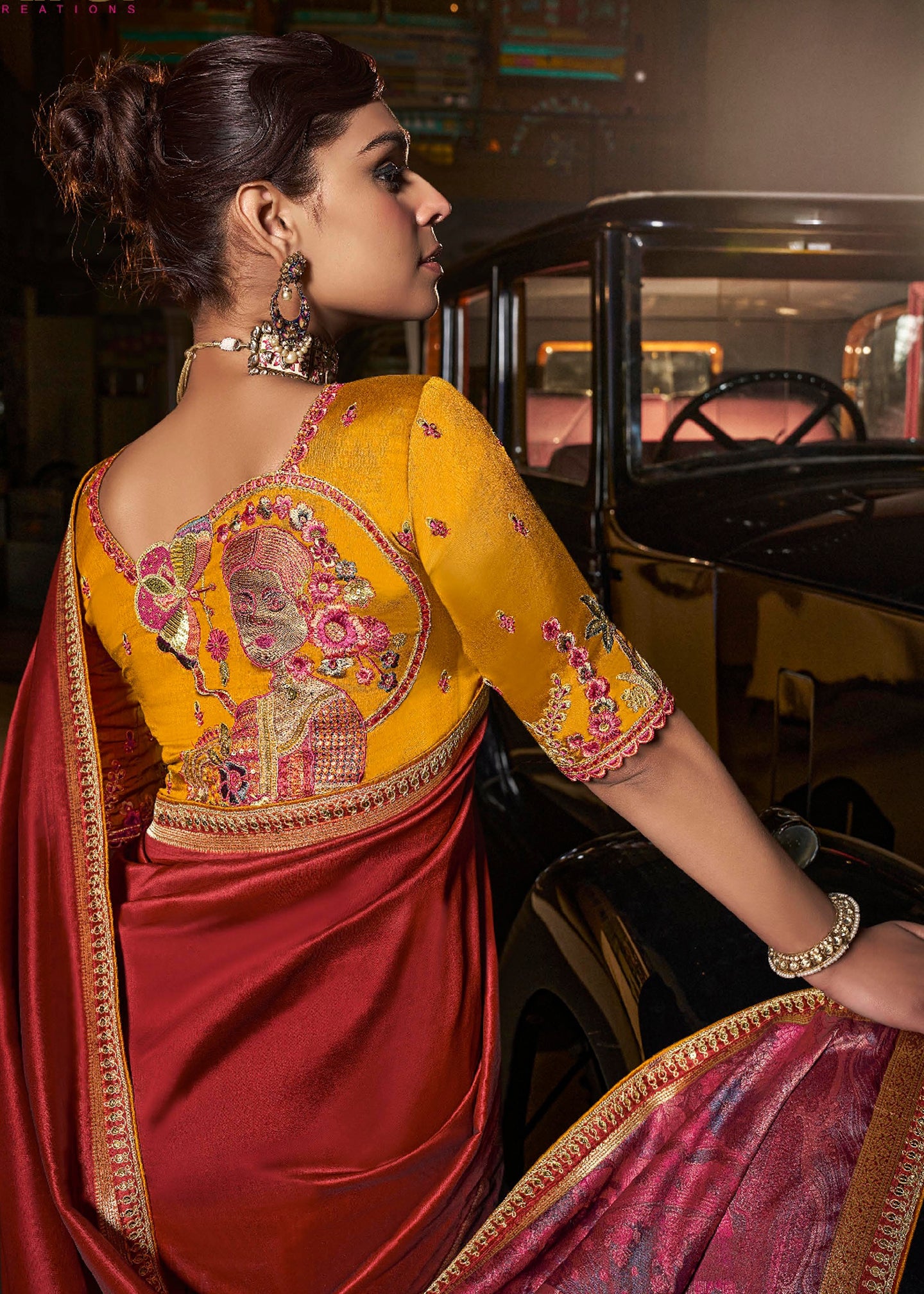 Red Pure Silk Saree with Weaved Pallu and Embroidered Blouse