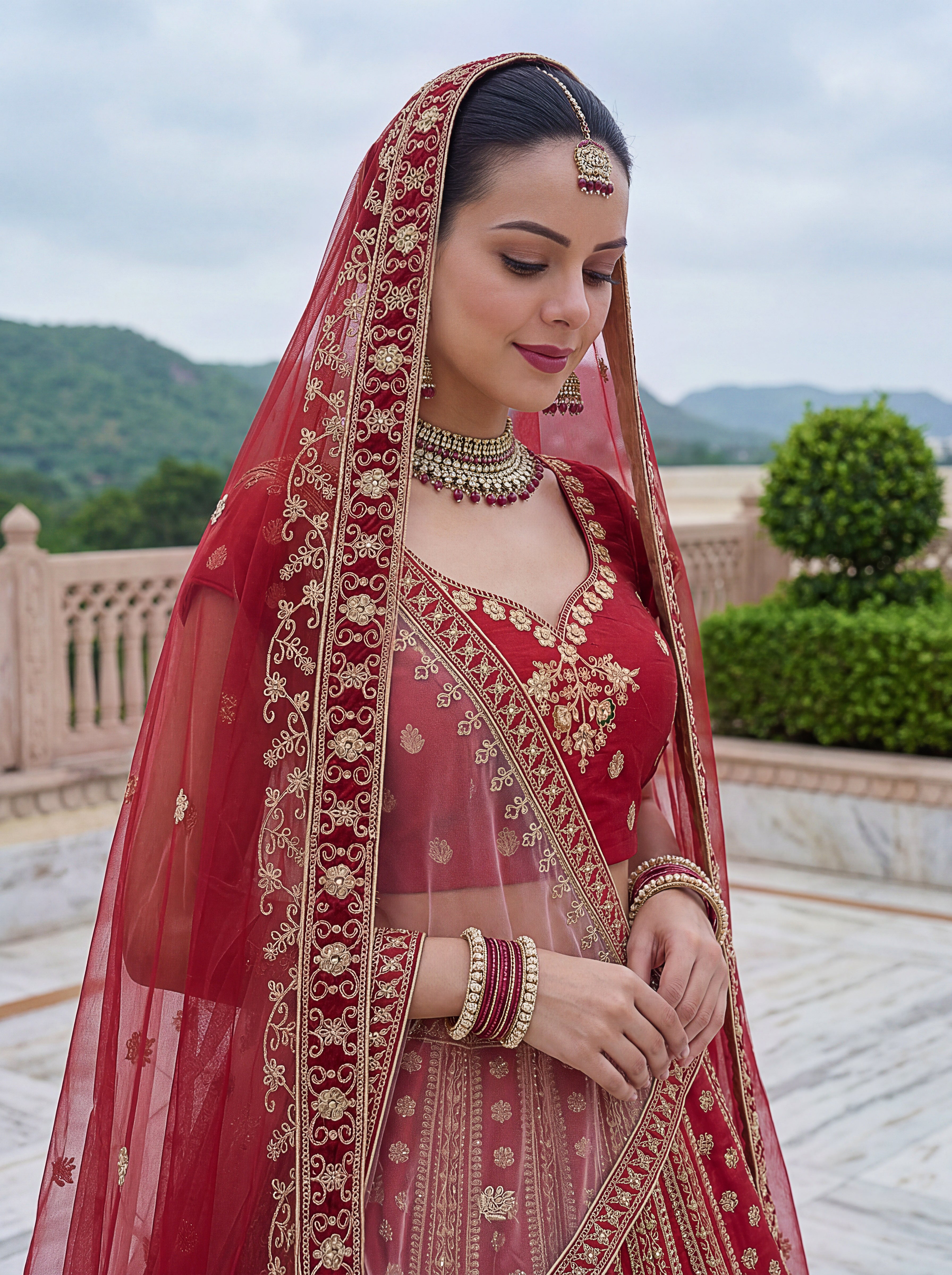 Red Silk Lehenga Choli With Fancy Multi Heavy Thread Embroidery With Sequins Work
